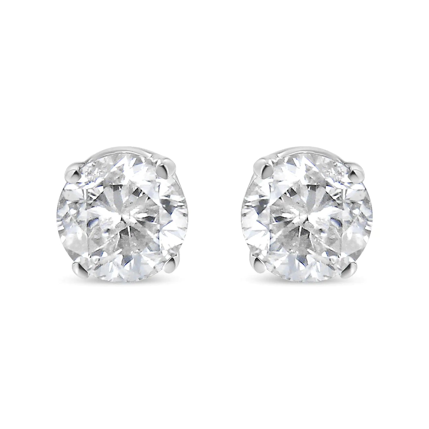 AGS Certified 14K white gold diamond solitaire stud earrings.