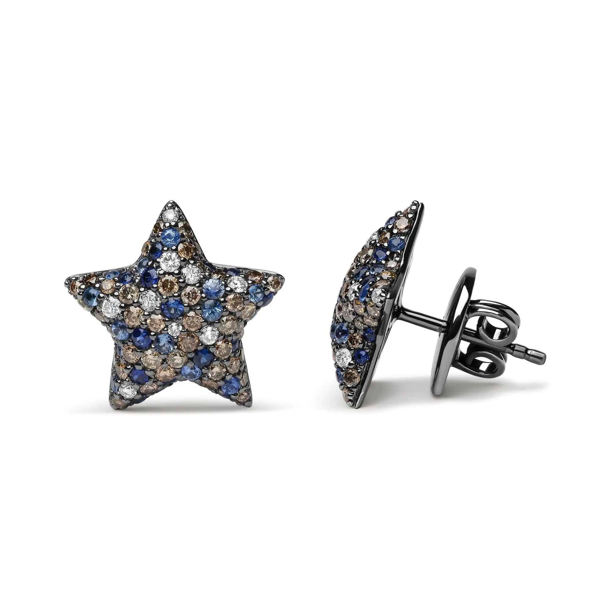 Black Rhodium Plated 18K White Gold 1.00 Cttw Diamond and Round Blue SGive your outfits the star treatment by pairing all of your favorite looks with these gorgeous black rhodium plated 18k white gold stud earrings. Showcasing a star sBlack Rhodium Plated 18K White Gold 1Black Rhodium Plated 18K White Gold 1