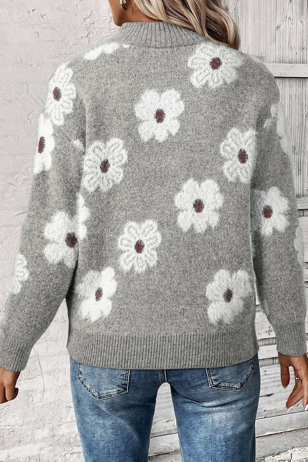 Flower Half Zip Long Sleeve SweaterFeatures: Basic style
Stretch: Slightly stretchy
Material composition: 42% acrylic, 30% polyester, 28% polyamide
Care instructions: Machine wash cold. Tumble dry lowFlower Half Zip Long Sleeve SweaterFlower Half Zip Long Sleeve Sweater