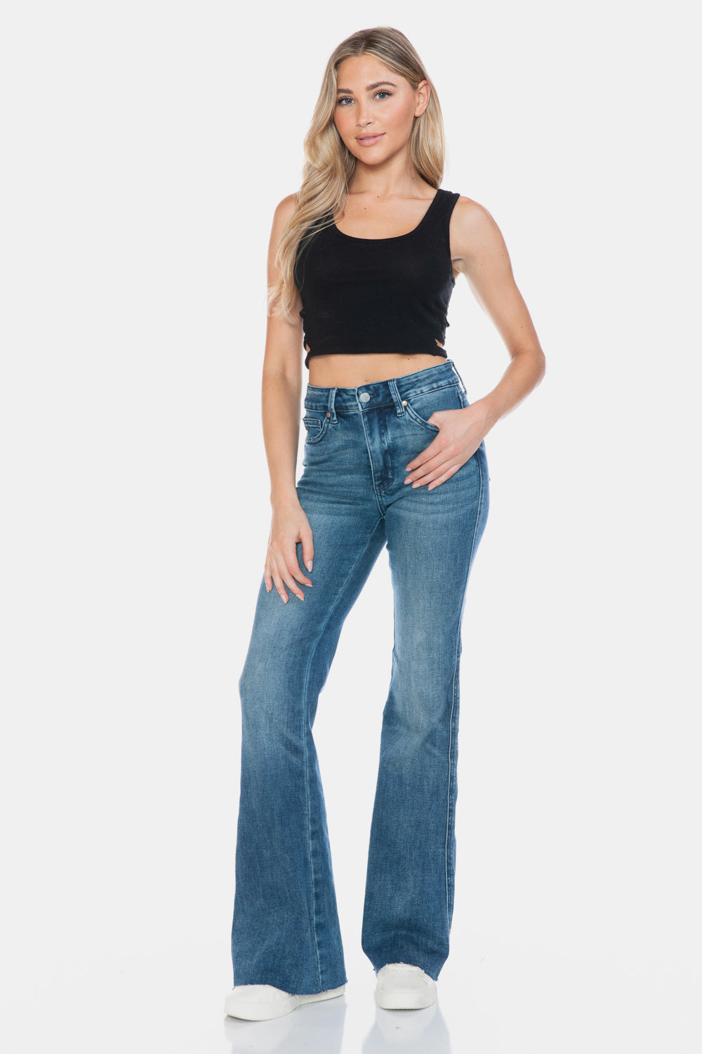 Judy Blue Full Size Tummy Control Cut Hem Flare JeansThe MR Tummy Control Vintage Wash Cut Hem Flare is a stylish and flattering pair of jeans. With its tummy control feature, it helps create a streamlined silhouette. Judy Blue Full Size Tummy Control Cut Hem Flare JeansPantsJudy Blue Full Size Tummy Control Cut Hem Flare Jeans