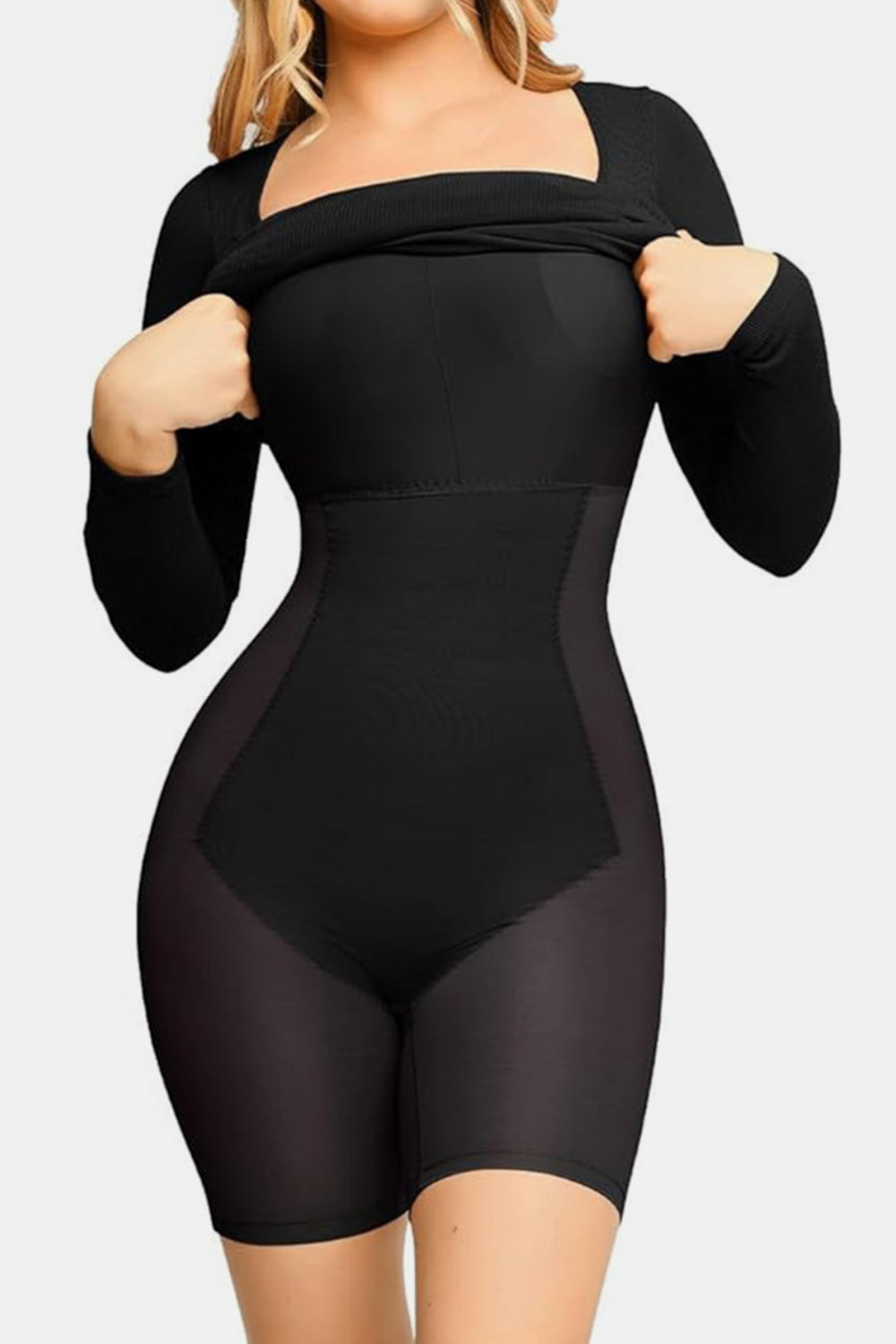 Basic Bae Full Size Built-In Shapewear Square Neck Long Sleeve DressFeatures: Basic style
Sheer: Opaque
Stretch: Highly stretchy
Body: Lined
Material composition: EXTERIOR : 92% modal, 8% spandex LINNING : 62% polyamide, 38% elastaneShapewear Square Neck Long Sleeve DressShapewear Square Neck Long Sleeve Dress