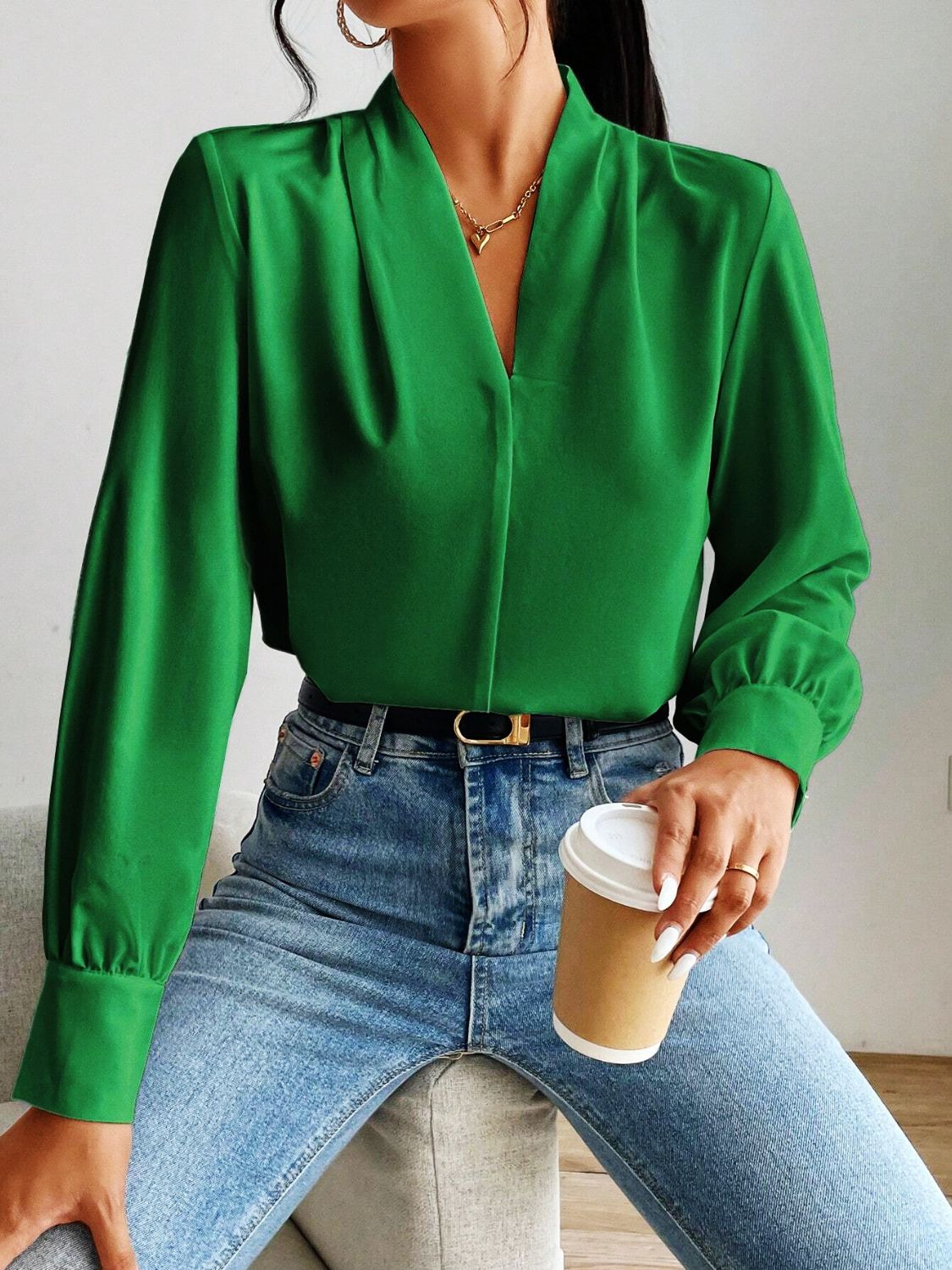 V Neck Long Sleeve TopFeatures: Basic style
Sheer: Opaque
Stretch: No stretch
Material composition: 100% polyester
Care instructions: Machine wash cold. Tumble dry low.
Imported
Product MNeck Long Sleeve TopTee ShirtNeck Long Sleeve Top