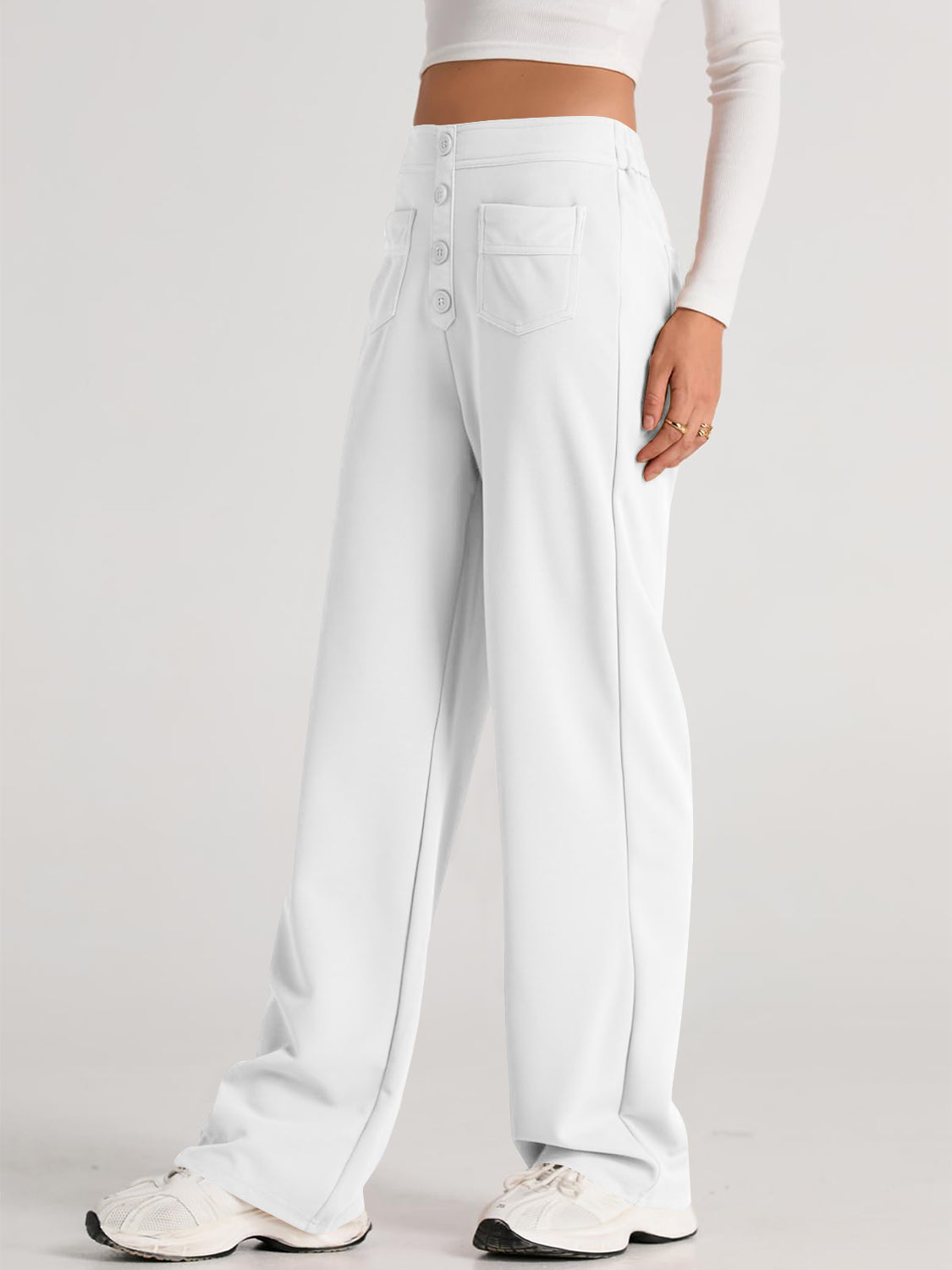 High Waist Wide Leg PantsFeatures: Pocketed
Sheer: Opaque
Material composition: 95% polyester, 5% spandex
Care instructions: Machine wash cold. Tumble dry low.
Imported
Product Measurements High Waist Wide Leg PantsPantsHigh Waist Wide Leg Pants