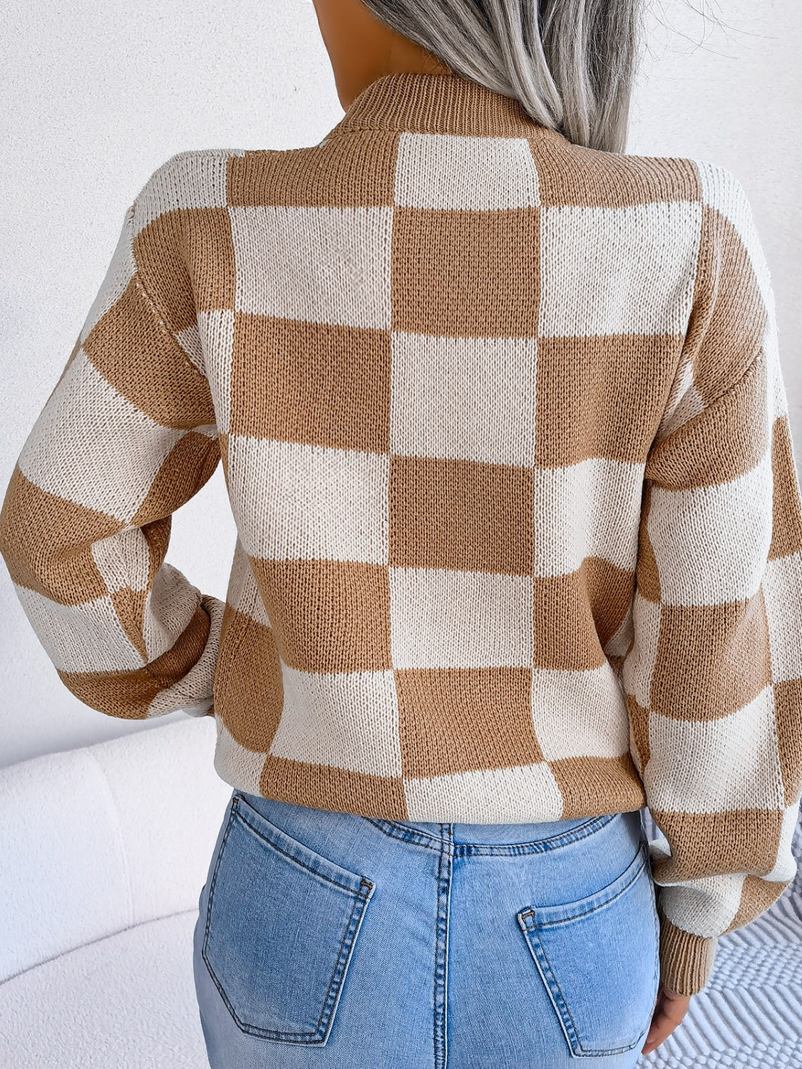 Checkered Mock Neck Long Sleeve SweaterFeatures: Basic style
Stretch: No stretch
Material composition: 100% acrylic
Care instructions: Machine wash cold. Tumble dry low.
Imported
Product Measurements (MeaCheckered Mock Neck Long Sleeve SweaterCheckered Mock Neck Long Sleeve Sweater