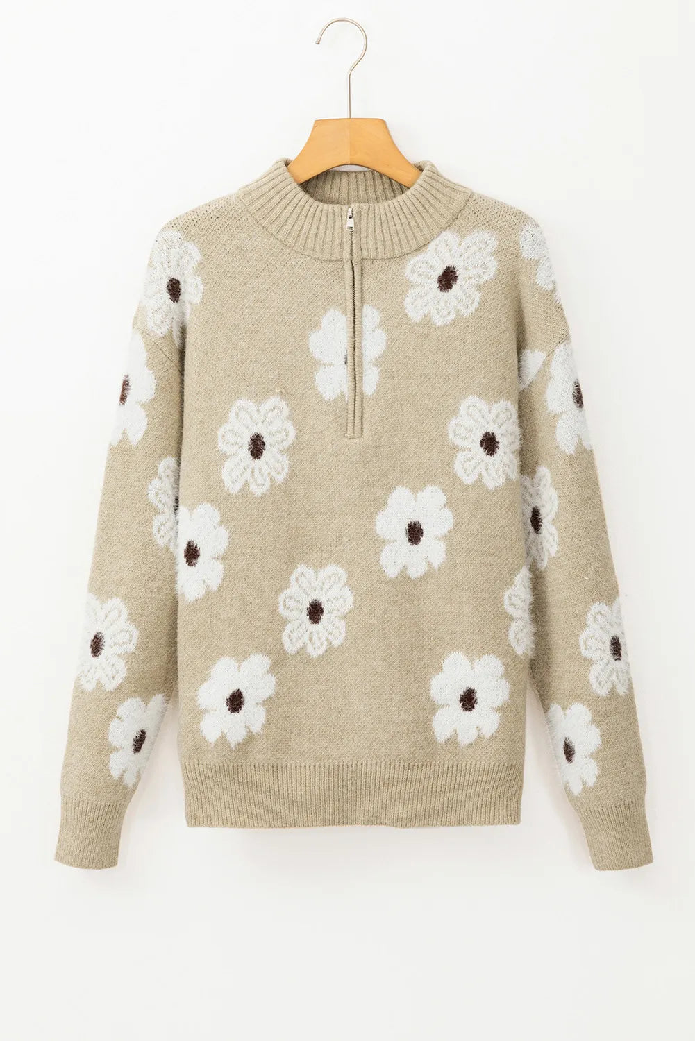 Flower Half Zip Long Sleeve SweaterFeatures: Basic style
Stretch: Slightly stretchy
Material composition: 42% acrylic, 30% polyester, 28% polyamide
Care instructions: Machine wash cold. Tumble dry lowFlower Half Zip Long Sleeve SweaterFlower Half Zip Long Sleeve Sweater