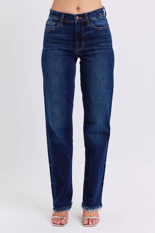 Judy Blue Full Size Raw Hem Straight Leg JeansRaw Hem Straight Leg Jeans are a versatile and timeless addition to your wardrobe. The raw hem adds a touch of edge, while the straight leg style offers a flatteringJudy Blue Full Size Raw Hem Straight Leg JeansPantsJudy Blue Full Size Raw Hem Straight Leg Jeans