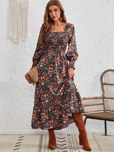 Smocked Floral Square Neck Long Sleeve DressFeatures: Smocked
Sheer: Opaque
Stretch: No stretch
Body: Not lined
Material composition: 100% polyester
Care instructions: Machine wash cold. Tumble dry low.
ImportSmocked Floral Square Neck Long Sleeve DressSmocked Floral Square Neck Long Sleeve Dress