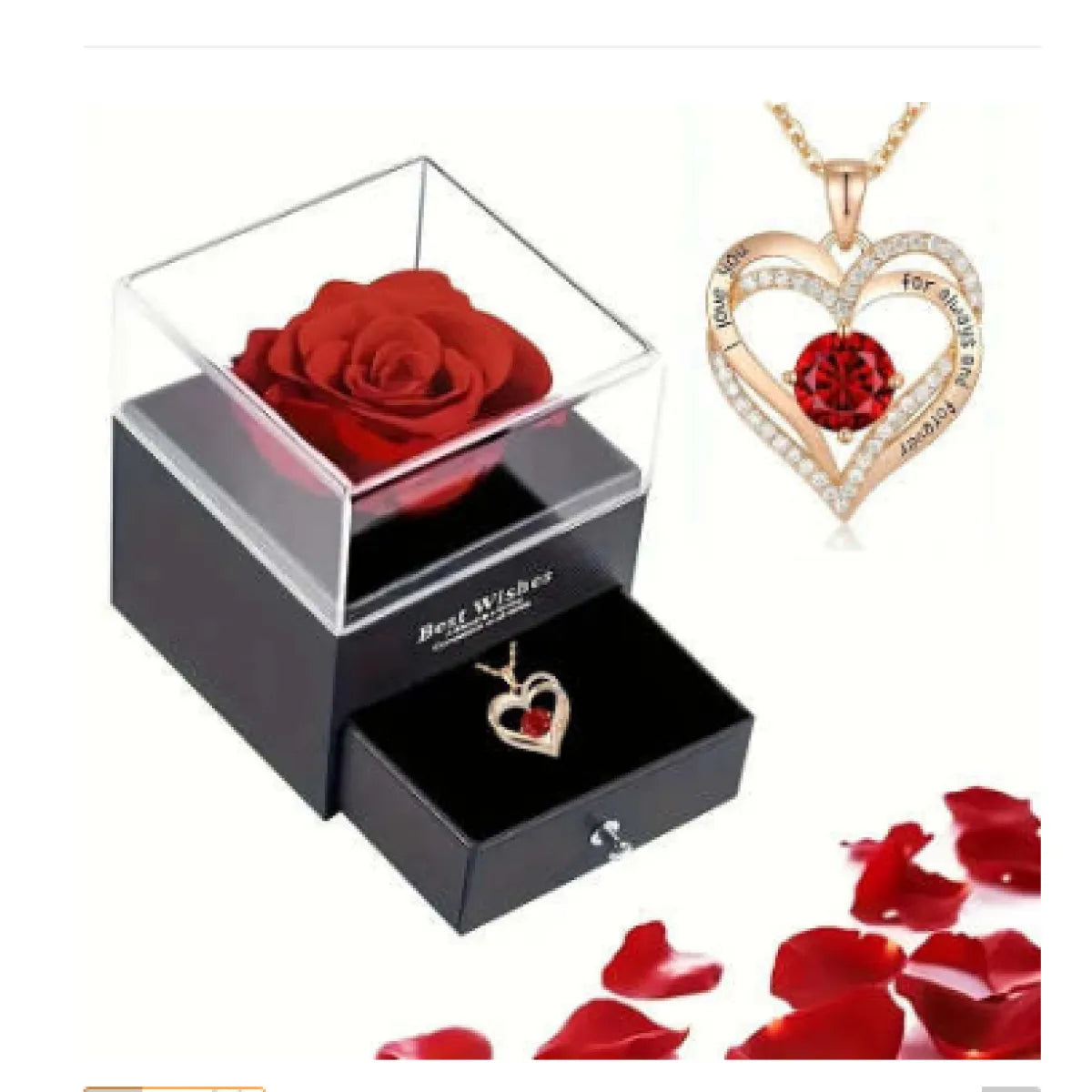 Preserved Rose Jewelry Box Necklace