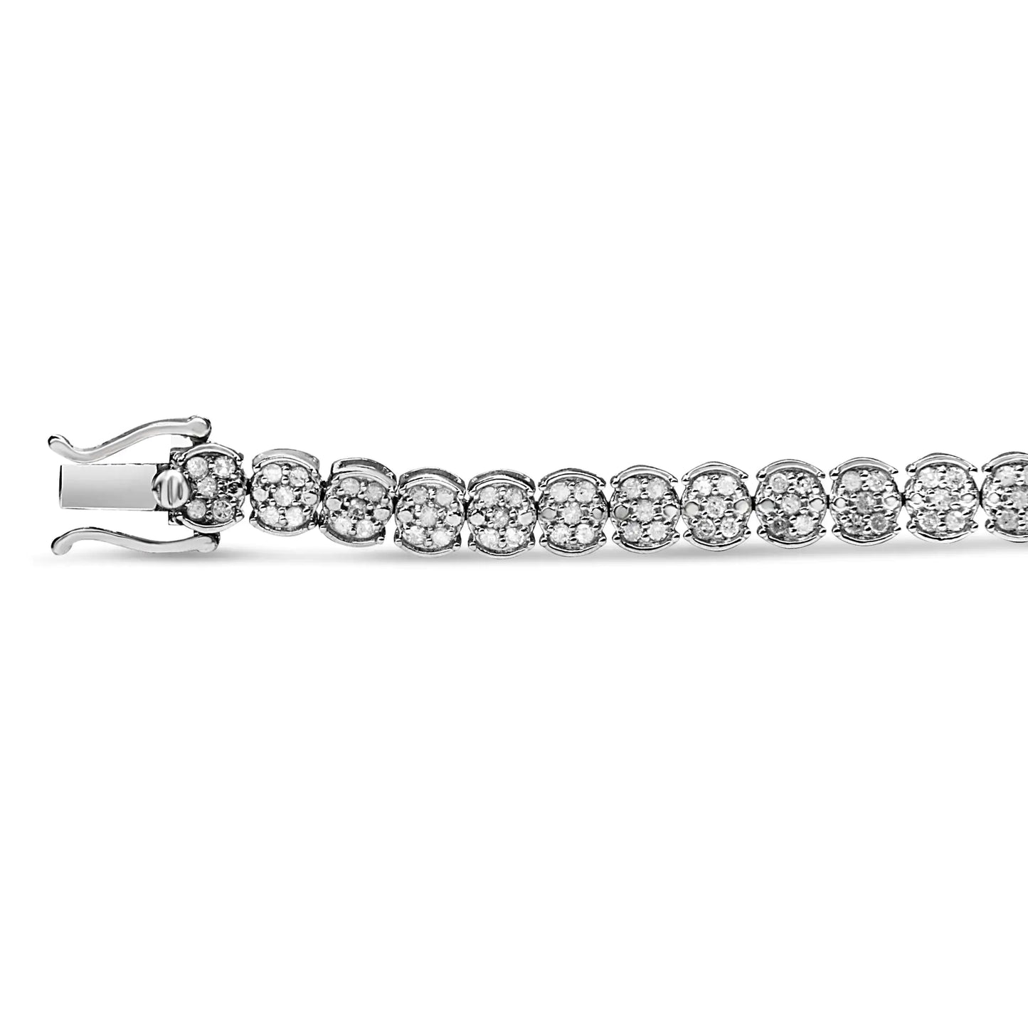 Sterling Silver Diamond Cluster Link BraceletA sparkling enchantment of diamonds creates glistening beauty in this cluster link bracelet. This bracelet radiates modern glamour, perfectly prepared with round diaSterling Silver Diamond Cluster Link BraceletSterling Silver Diamond Cluster Link Bracelet