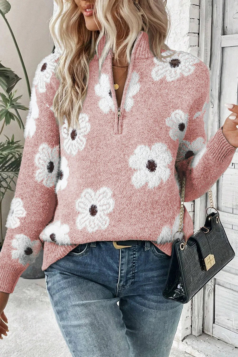 Flower Half Zip Long Sleeve SweaterFeatures: Basic style
Stretch: Slightly stretchy
Material composition: 42% acrylic, 30% polyester, 28% polyamide
Care instructions: Machine wash cold. Tumble dry lowFlower Half Zip Long Sleeve SweaterFlower Half Zip Long Sleeve Sweater