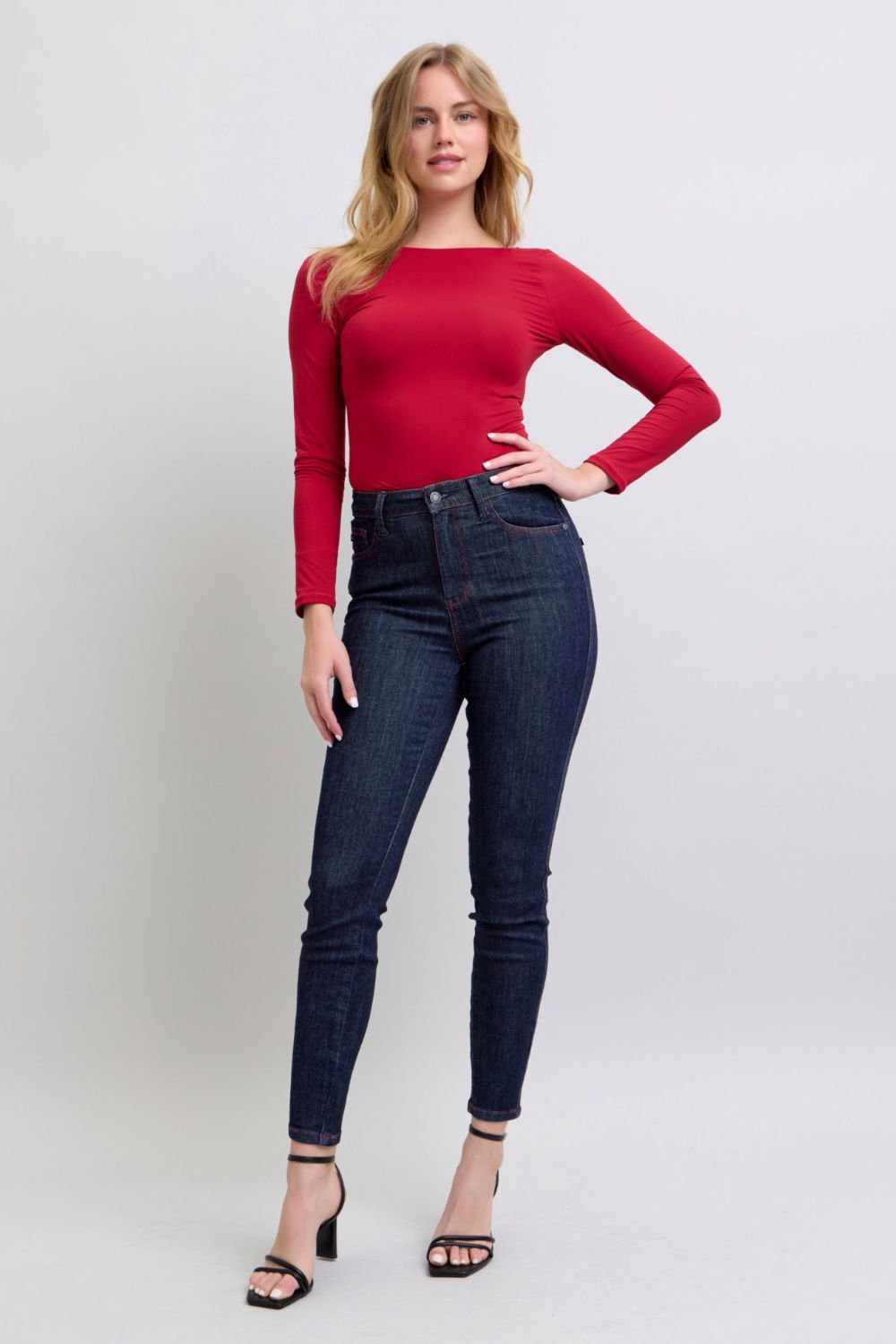 Judy Blue Full Size Heart Shaped Back Pockets Skinny JeansHigh Rise Heart-shaped back pockets on skinny jeans add a fun and playful twist to a classic style. These unique pockets can enhance your silhouette and create a flaJudy Blue Full Size Heart Shaped Back Pockets Skinny JeansJudy Blue Full Size Heart Shaped Back Pockets Skinny Jeans