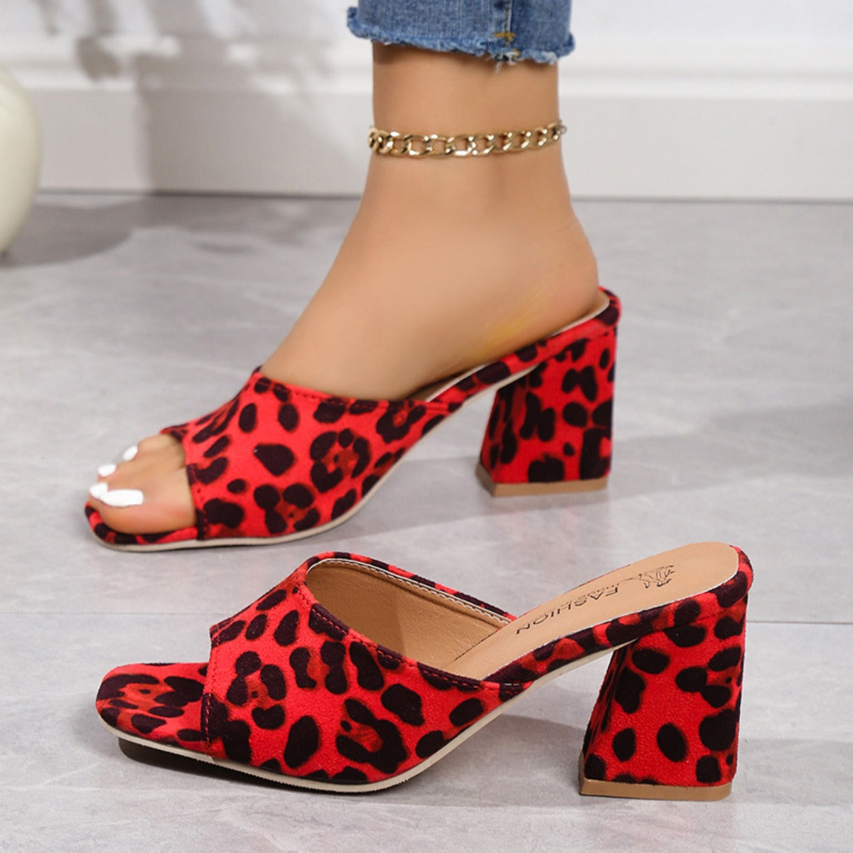 Leopard Block Heel Suede SandalsAdd a touch of sophistication to your style with these Leopard Block Heel Suede Sandals. Featuring a chic leopard print and soft suede finish, these block heel sandaLeopard Block Heel Suede SandalsShoesLeopard Block Heel Suede Sandals