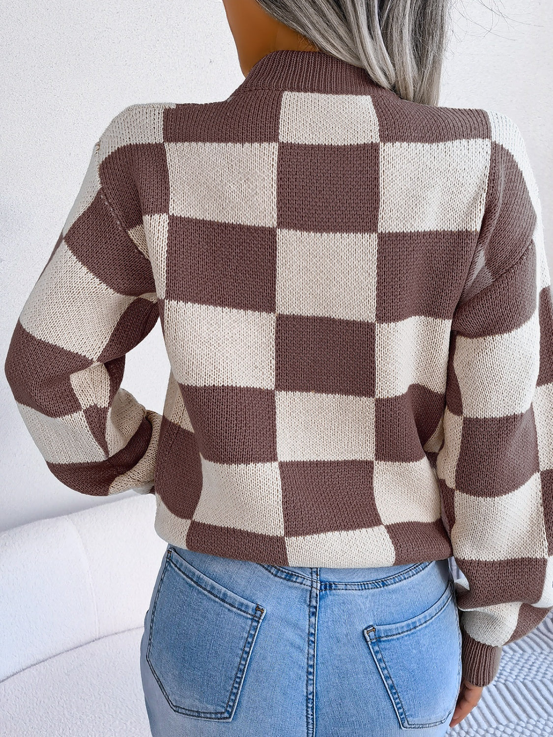 Checkered Mock Neck Long Sleeve SweaterFeatures: Basic style
Stretch: No stretch
Material composition: 100% acrylic
Care instructions: Machine wash cold. Tumble dry low.
Imported
Product Measurements (MeaCheckered Mock Neck Long Sleeve SweaterCheckered Mock Neck Long Sleeve Sweater