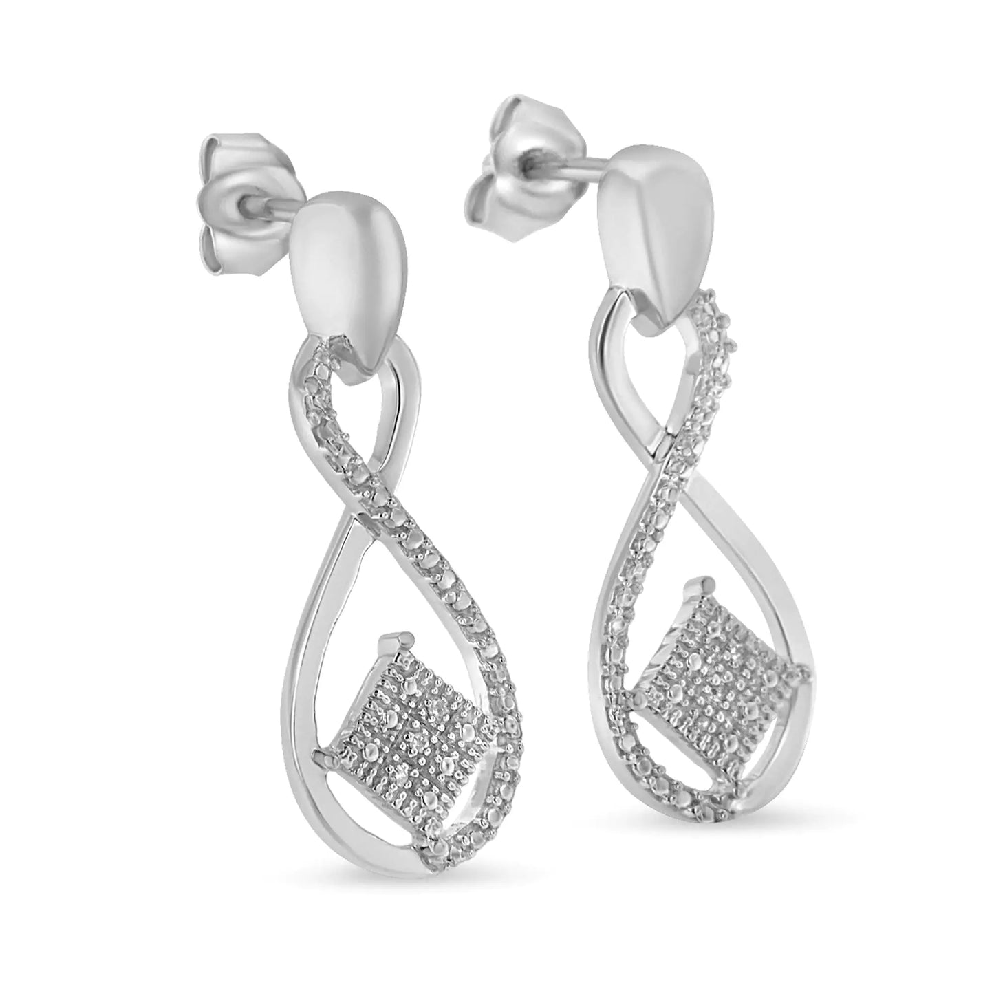 Sterling Silver Round Cut Diamond Infinity Earrings (0.04 cttw, H-I Color, I2-I3 Clarity)