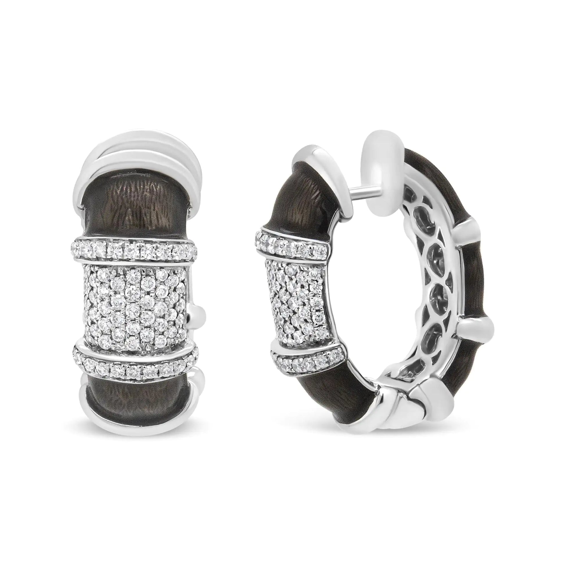 18K White Gold Flash Plated Sterling Silver Style Huggie Hoop EarringsAdd a touch of sparkle to any outfit with these exquisite clear graphite grey enamel huggie hoop earrings. These 18K White Gold Flash Plated Sterling Silver Style Hu18K White Gold Flash PlatedEarrings18K White Gold Flash Plated