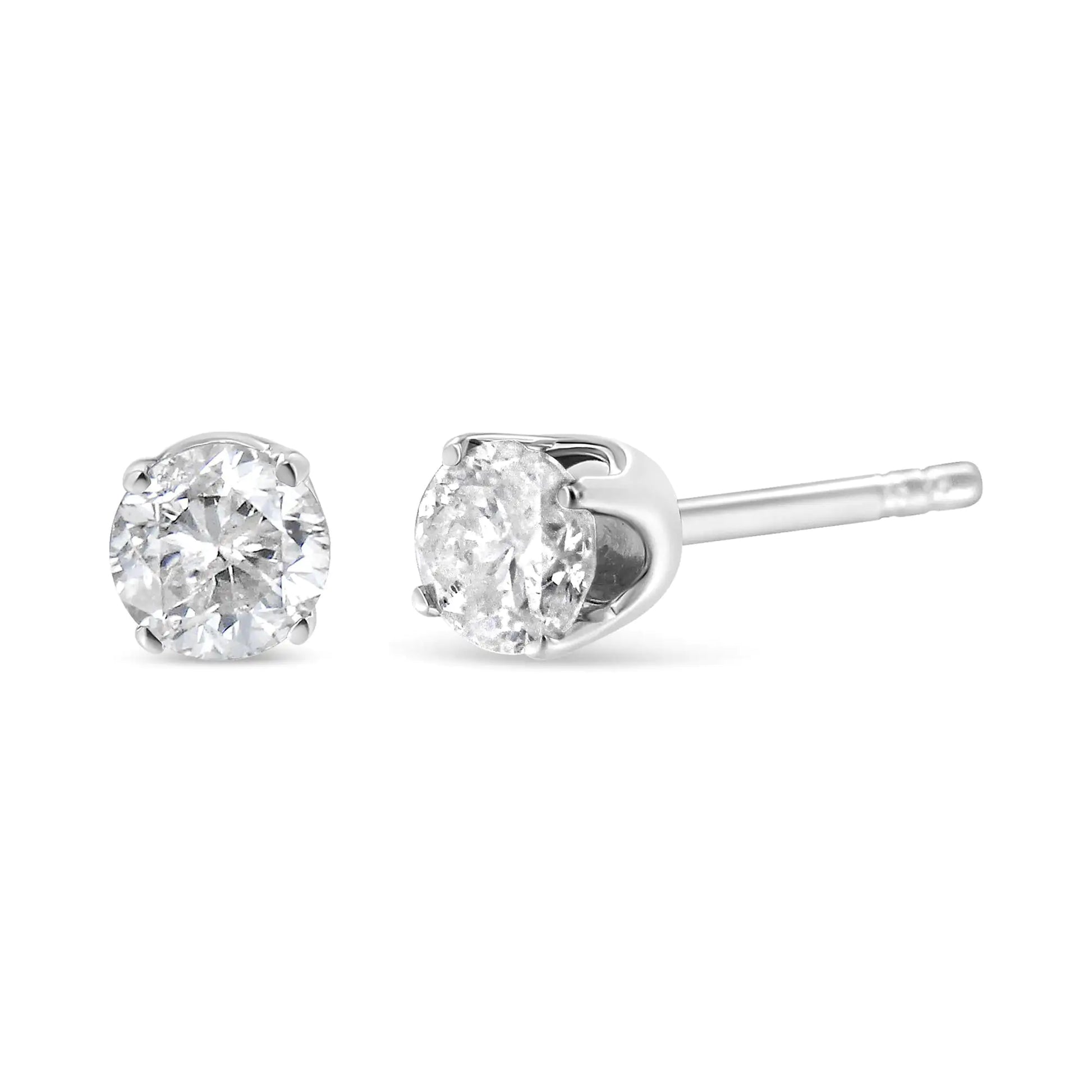 AGS Certified 14K White Gold 1.0 Cttw 4-Prong Set Brilliant Round-Cut Celebrate any occasion with these classic shimmering diamond stud earrings. Crafted from 14k white gold each earring showcases a sparklingm brilliant round-cut solitAGS Certified 14K White Gold 1EarringsAGS Certified 14K White Gold 1