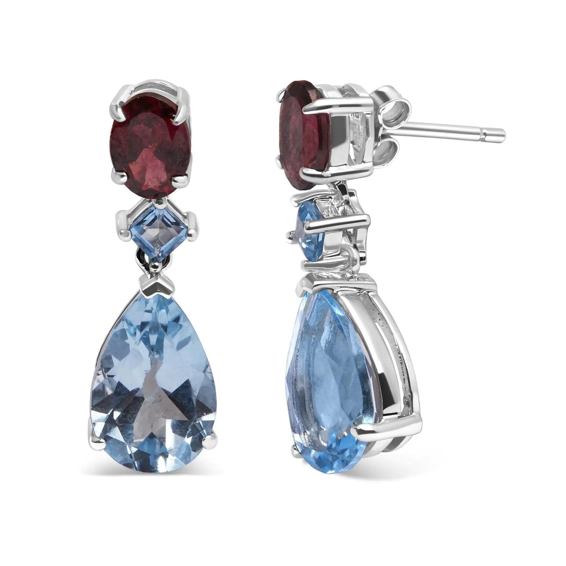 925 Sterling Silver 10.0 Carat Blue Topaz and Grape Rhodolite Garnet DAdd a vibrant pop of color to your jewelry collection with these .925 Sterling Silver 10.0 Carat Blue Topaz and Grape Rhodolite Garnet Dangle Drop Earrings. FeaturinGrape Rhodolite Garnet Dangle Drop EarringsEarringsGrape Rhodolite Garnet Dangle Drop Earrings