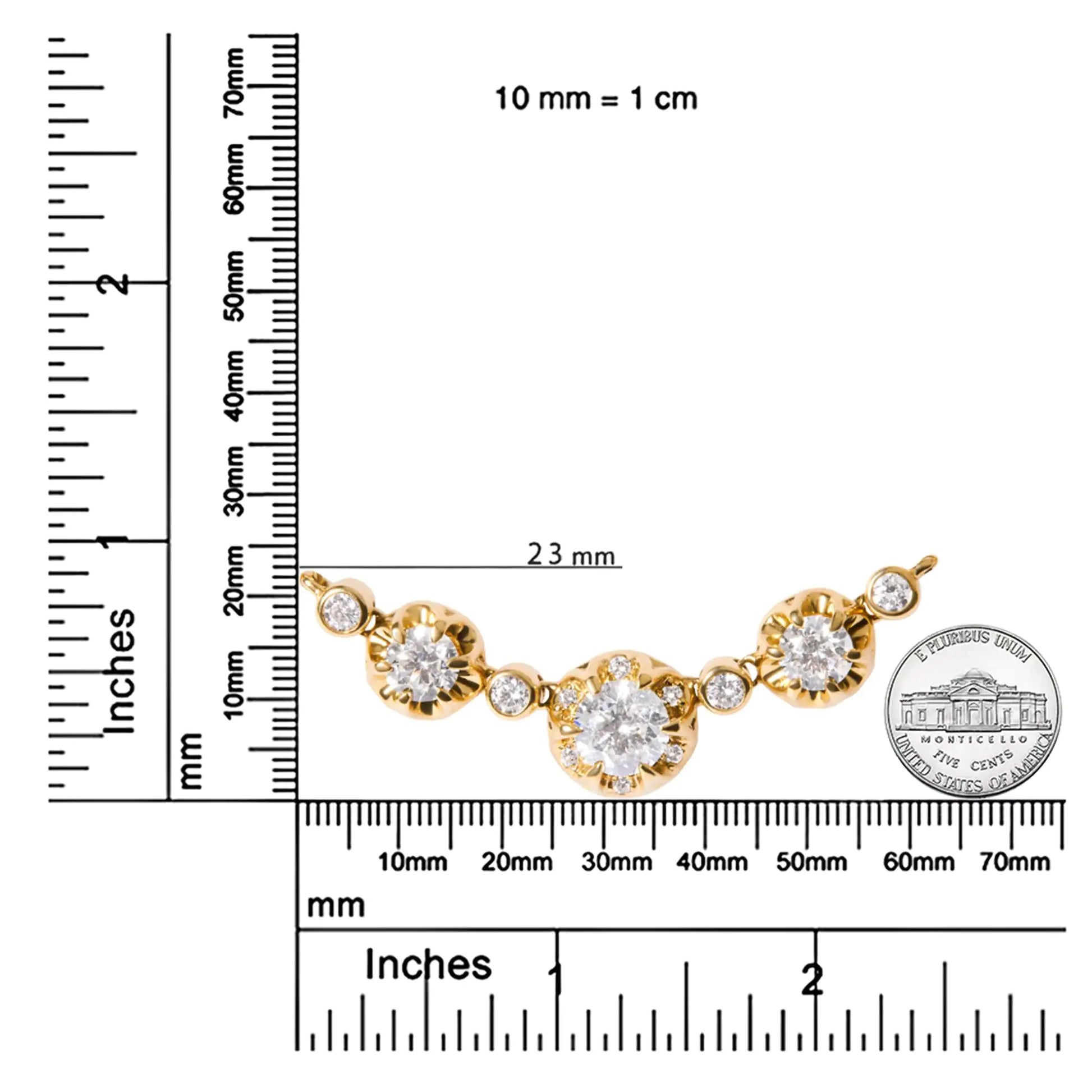 14k Yellow Gold 3/4 Cttw 3 Stone Round Diamond 18" Statement Necklace Indulge in the luxurious beauty of this 14k yellow gold 3/4 cttw 3 stone round diamond 18" statement necklace. With its natural diamond origin and 13 round diamonds 14k Yellow Gold 34 Cttw 3 Stone Round Diamond 18" Statement Necklace Necklaces14k Yellow Gold 34 Cttw 3 Stone Round Diamond 18" Statement Necklace 