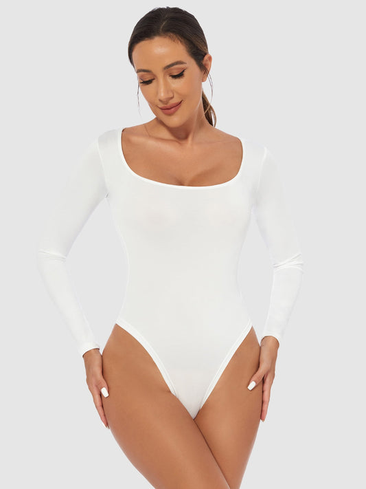 Full Size Scoop Neck Long Sleeve BodysuitFeatures: Basic style
Sheer: Opaque
Stretch: Slightly stretchy
Material composition: 65% polyester, 35% elastane
Care instructions: Machine wash cold. Tumble dry lowFull Size Scoop Neck Long Sleeve BodysuitFull Size Scoop Neck Long Sleeve Bodysuit