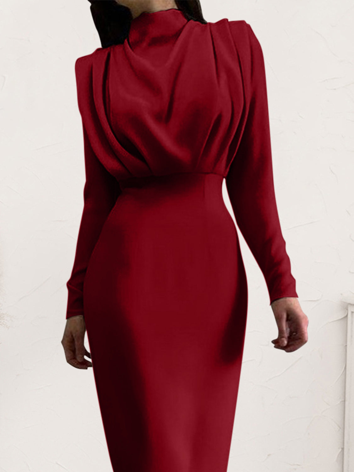 Ruched Turtleneck Long Sleeve DressFeatures: Ruched
Sheer: Opaque
Stretch: No stretch
Body: Not lined
Material composition: 100% Polyester
Care instructions: Machine wash cold. Tumble dry low.
ImporteRuched Turtleneck Long Sleeve DressRuched Turtleneck Long Sleeve Dress