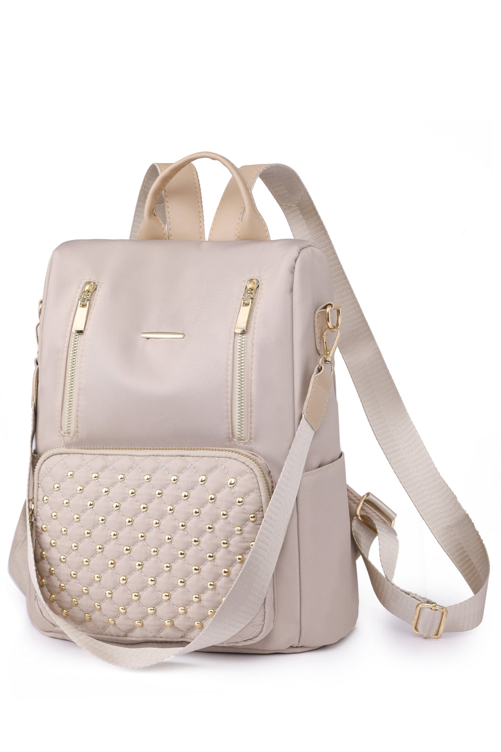 Zipper Pocket Beaded Backpack