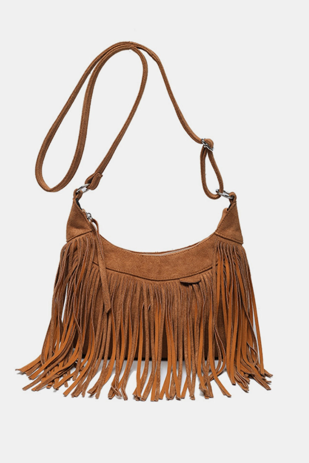 Suede Fringe Adjustable Strap Shoulder BagBag size: Small
Material: Suede
Imported
Product measurements:
Length 9.8 in, Width 3.1 in, Height 7.1 in, Weight 15.9 ozbag strapbag strap