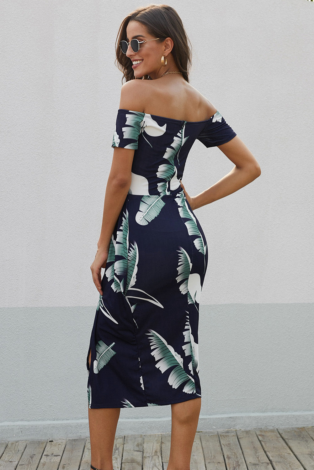 Slit Dress - Printed Off-Shoulder Split Dress Collection