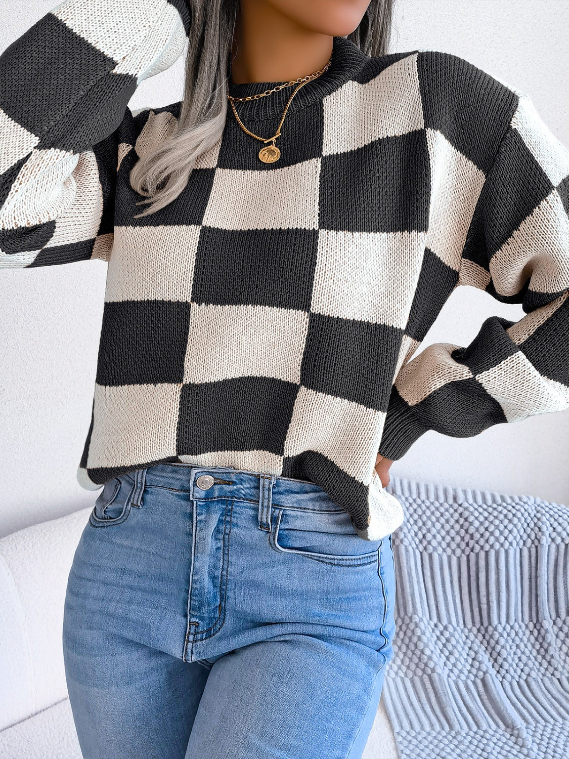 Checkered Mock Neck Long Sleeve SweaterFeatures: Basic style
Stretch: No stretch
Material composition: 100% acrylic
Care instructions: Machine wash cold. Tumble dry low.
Imported
Product Measurements (MeaCheckered Mock Neck Long Sleeve SweaterCheckered Mock Neck Long Sleeve Sweater