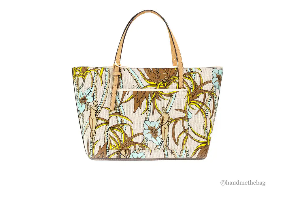 Tory Burch Emerson Small Climbing Palms Printed Canvas Tote Handbag