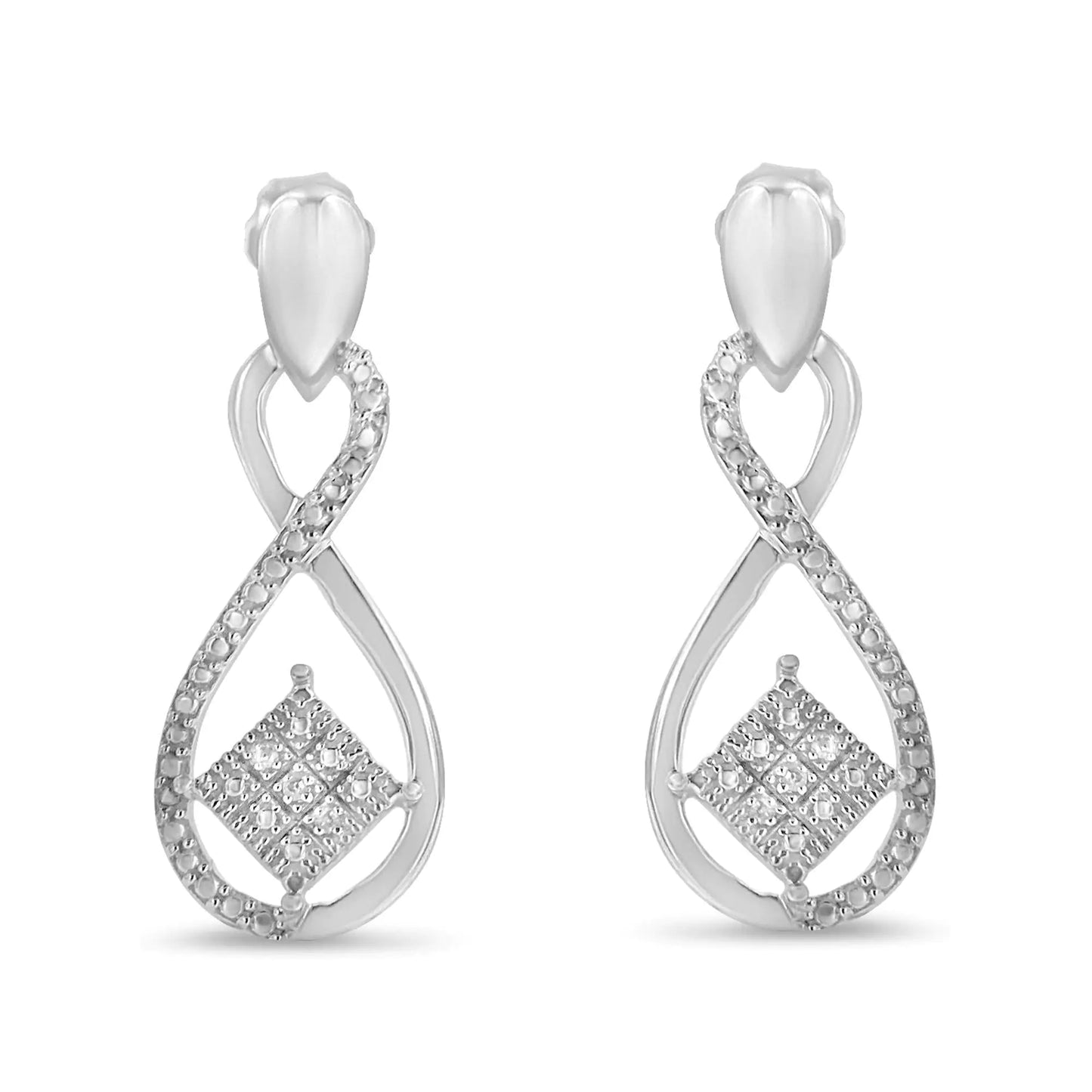 Sterling Silver Round Cut Diamond Infinity Earrings (0.04 cttw, H-I Color, I2-I3 Clarity)