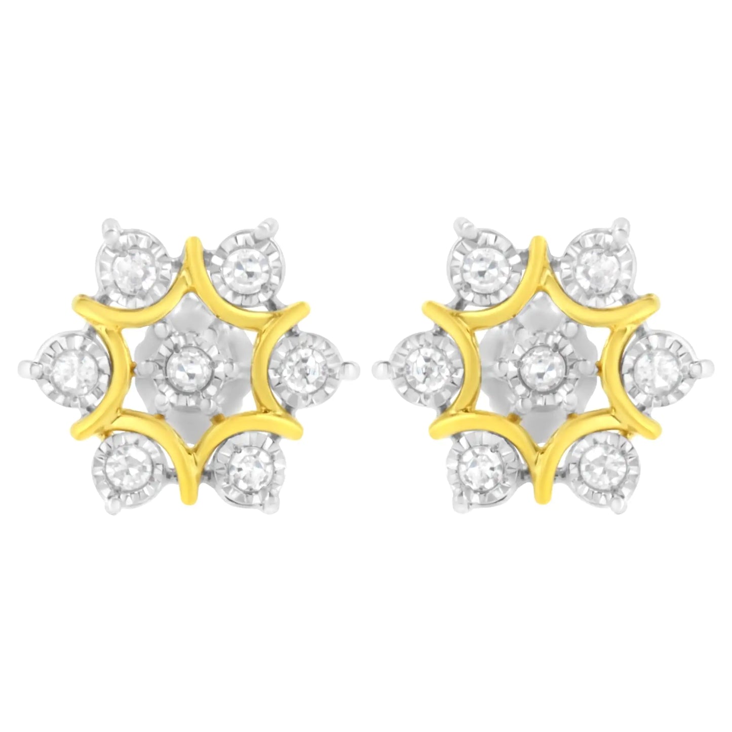 xquisite Fine Jewelry Collection 10k Gold-Plated Diamond Snowflake Earrings with 1/4ct TDW.