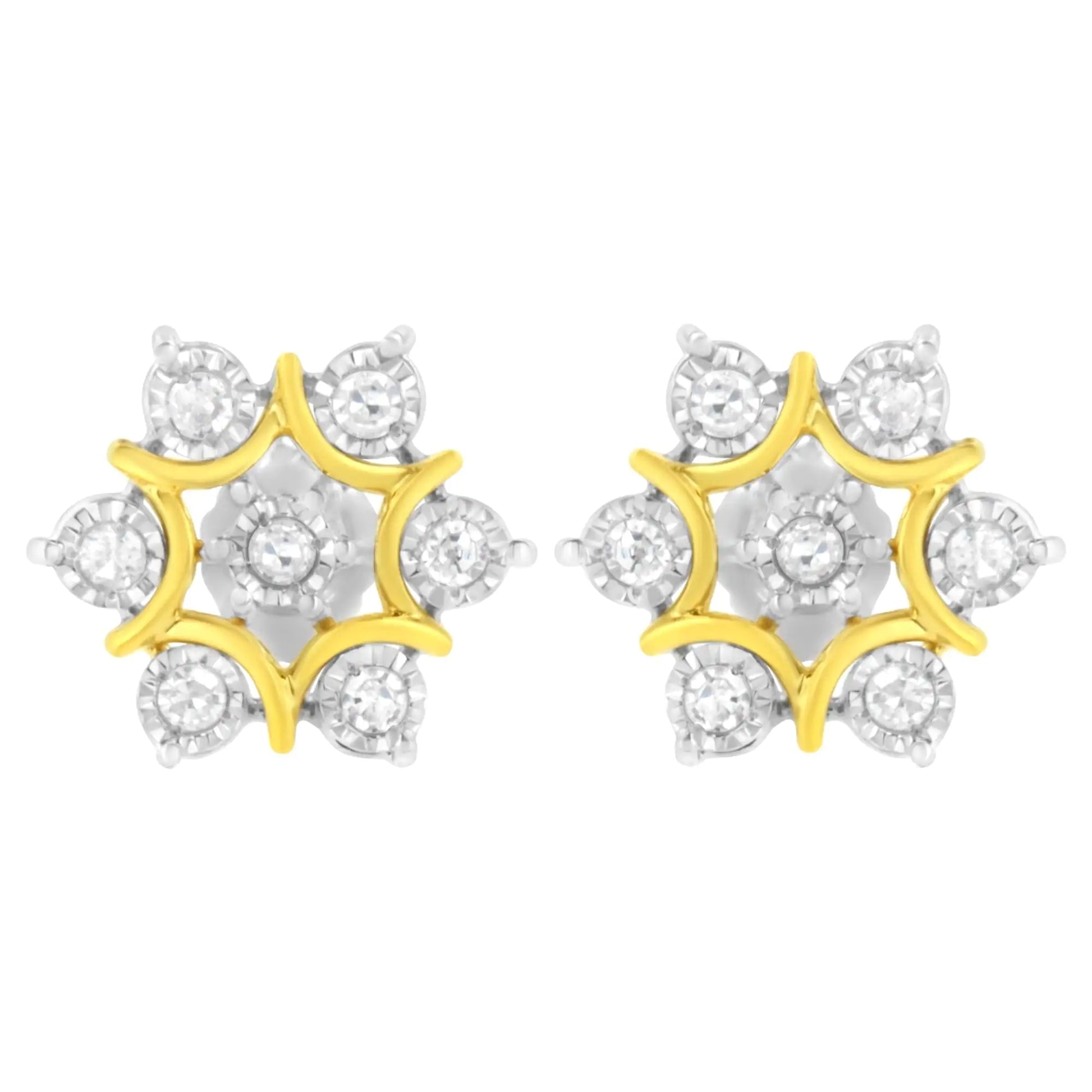 xquisite Fine Jewelry Collection 10k Gold-Plated Diamond Snowflake Earrings with 1/4ct TDW.