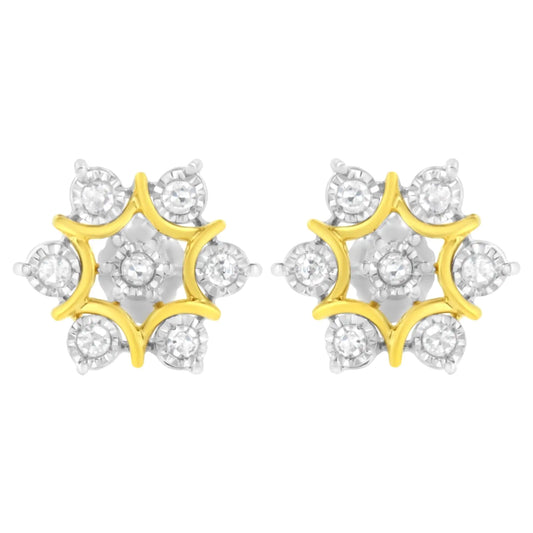 xquisite Fine Jewelry Collection 10k Gold-Plated Diamond Snowflake Earrings with 1/4ct TDW.