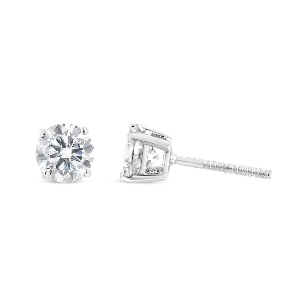 14K White Gold 3.0 Cttw 4-Prong Set Brilliant Round-Cut Solitaire Lab A timeless jewelry essential, these white diamonds studs will bring unparalleled sparkle to your ears. These elegant lab grown diamond stud earrings feature a 4-pron14K White Gold 3Earrings14K White Gold 3