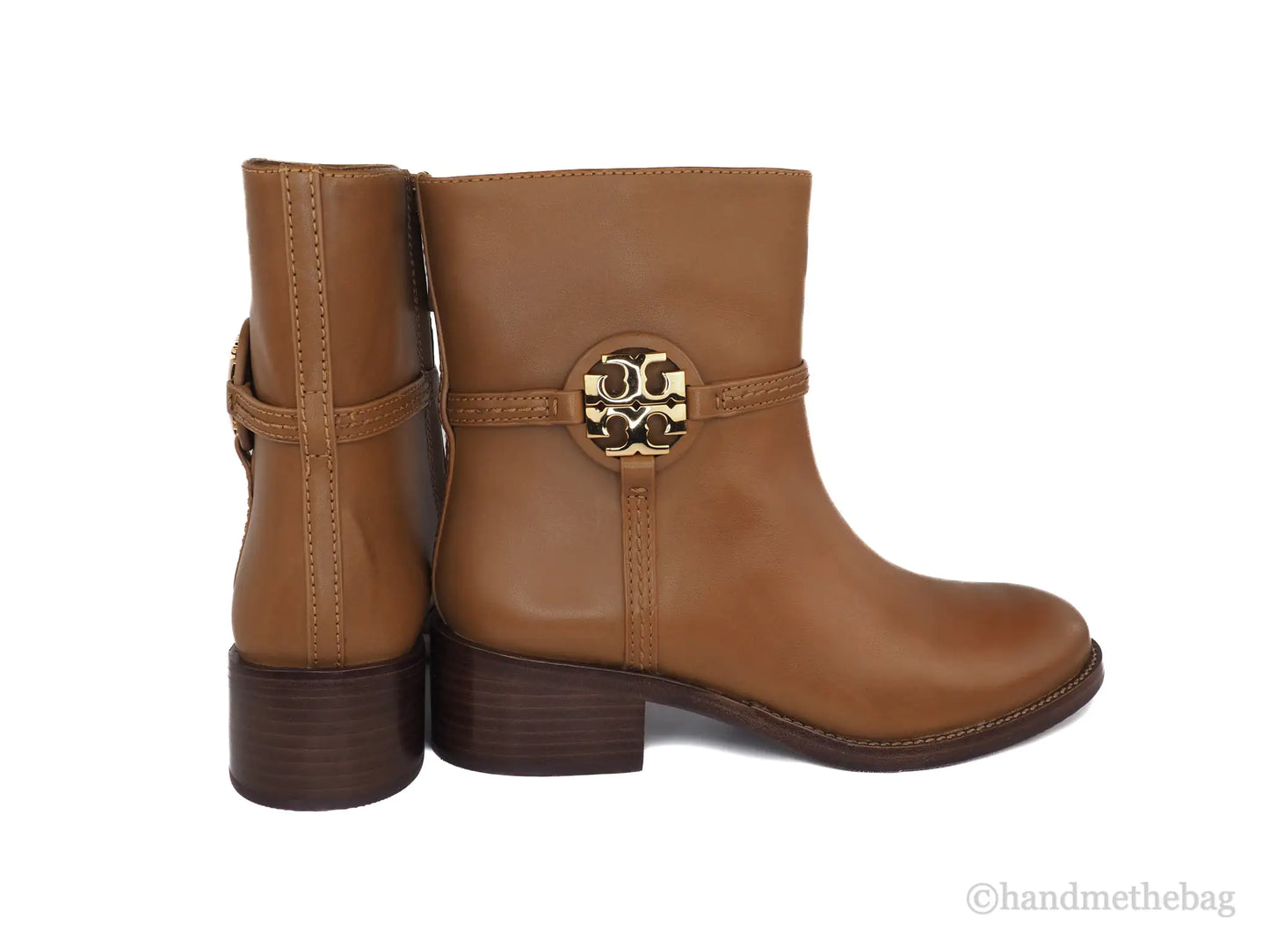 Tory Burch Miller Dark Tiramisu Leather 45MM Heel Booties