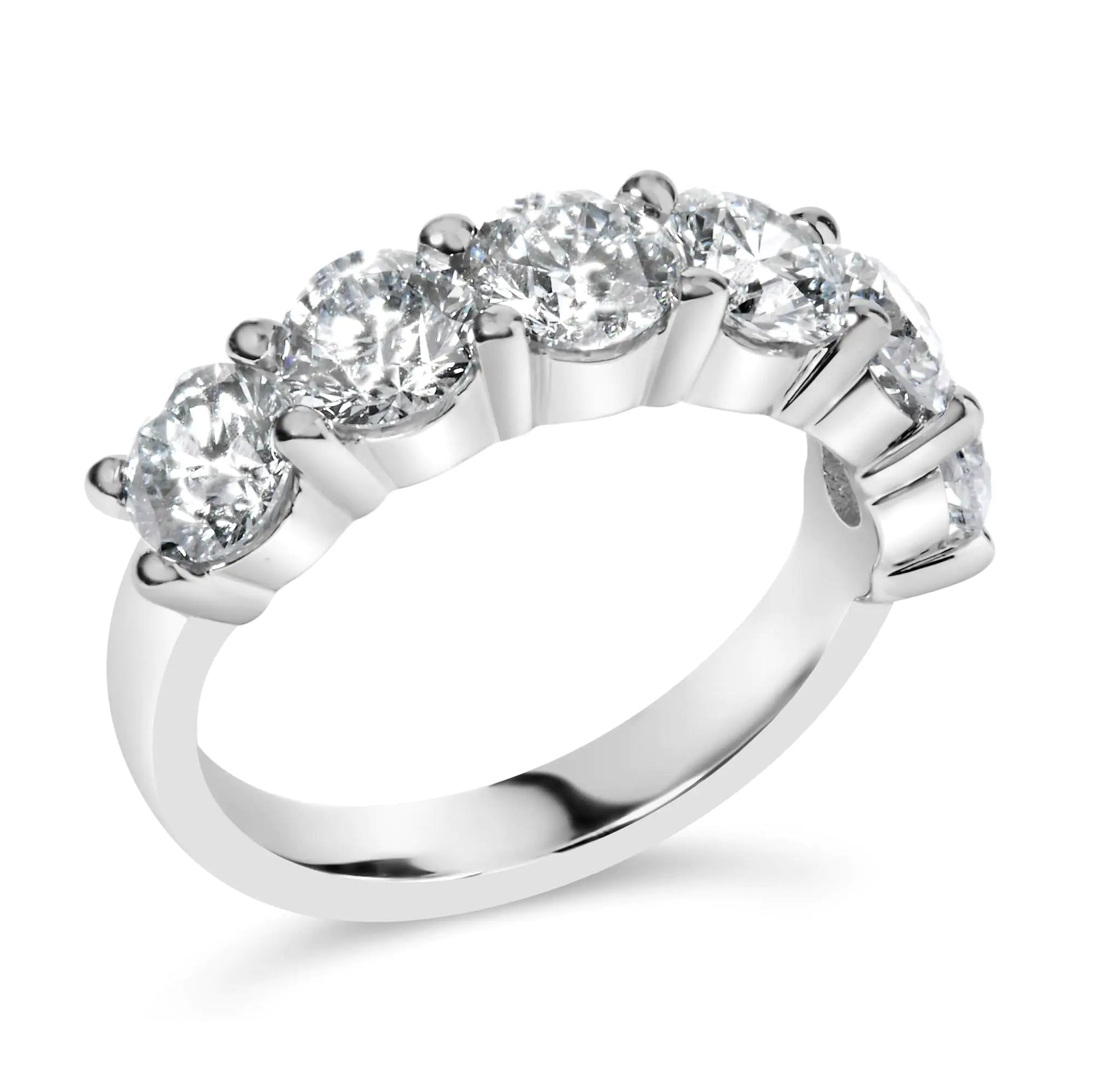 14K White Gold 3.0 Cttw Lab-Grown Diamond Shared Prong Set 6 Stone BanCelebrate love's eternal dance with this exquisite ring, a fusion of tradition and innovation. Six dazzling lab-grown diamonds, each a brilliant round cut, shine wit14K White Gold 3.0Rings14K White Gold 3.0