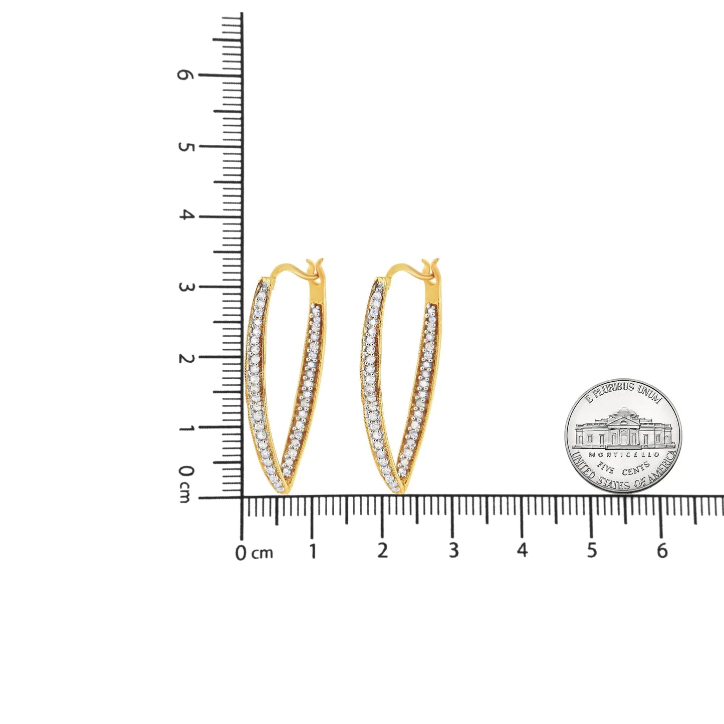 14K Yellow Gold 1/2 Cttw Diamond Inside Out Hoop Earrings for Women (IDazzle with these glamorous 14k yellow gold inside-out hoop earrings, featuring 1/2 ct of round-cut diamonds. Prong-set diamonds line the inner and outer curves of t14K Yellow Gold 12 Cttw Diamond Inside14K Yellow Gold 12 Cttw Diamond Inside