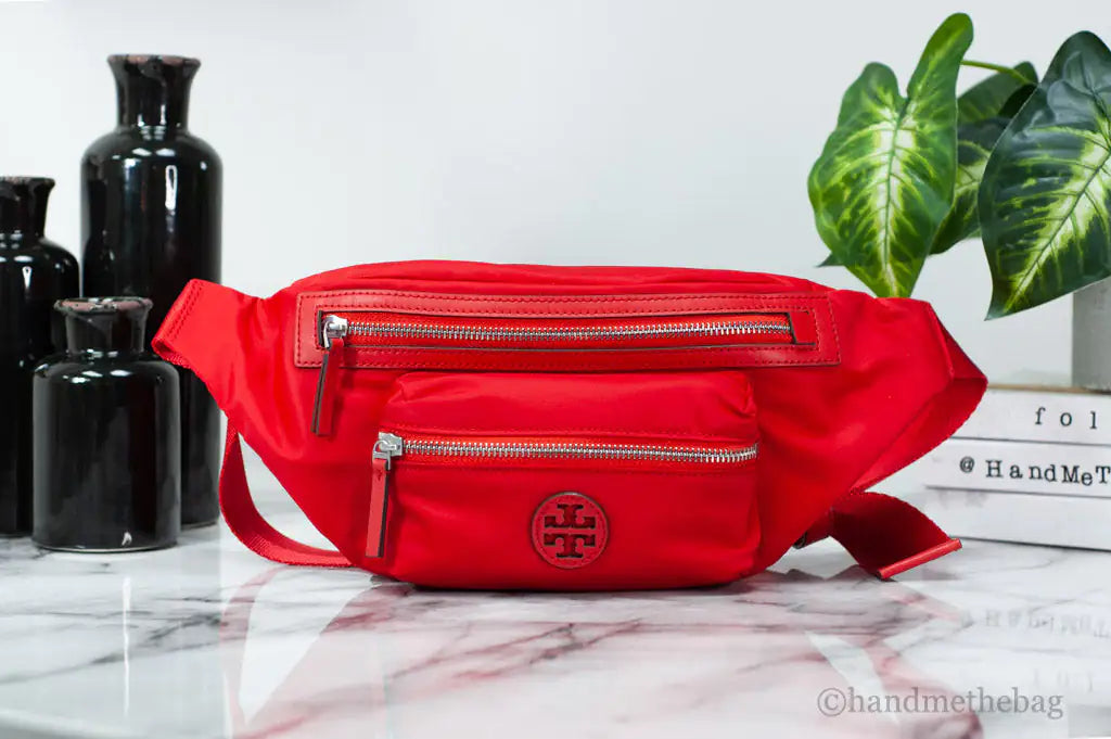 Tory Burch Medium Brilliant Red Nylon Adjustable Belt Bag Fanny Pack