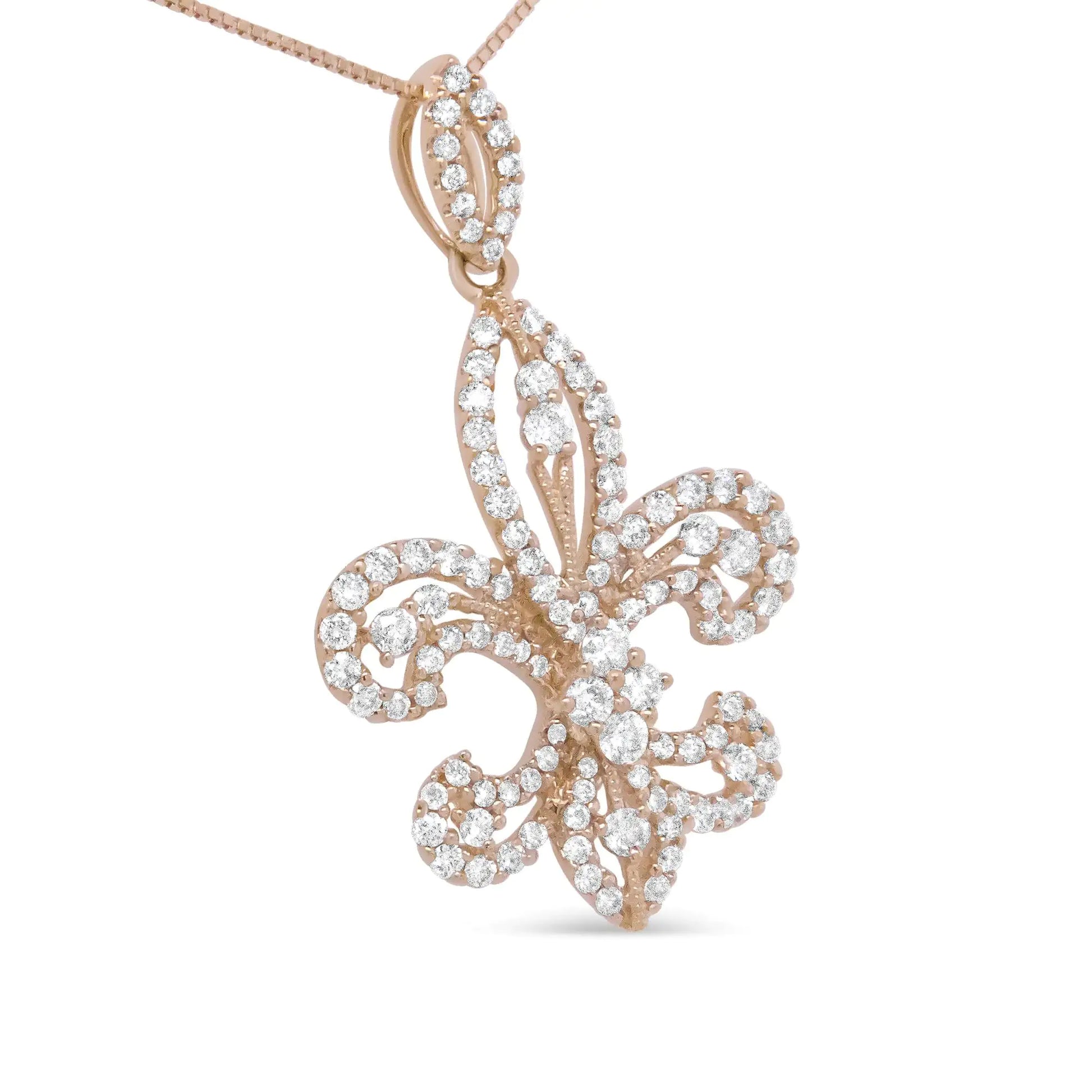 14K Yellow Gold 1.00 Cttw Round Diamond Fleur De Lis 18" Pendant NecklRegal and timeless, this 14k yellow gold pendant necklace is elegant in an openwork fleur de lis silhouette and enhanced by a total 1.00 cttw round diamonds in prong00 Cttw Round Diamond Fleur De Lis 18" Pendant Necklace Necklaces00 Cttw Round Diamond Fleur De Lis 18" Pendant Necklace 