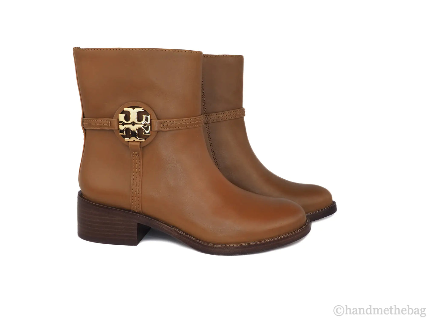 Tory Burch Miller Dark Tiramisu Leather 45MM Heel Booties