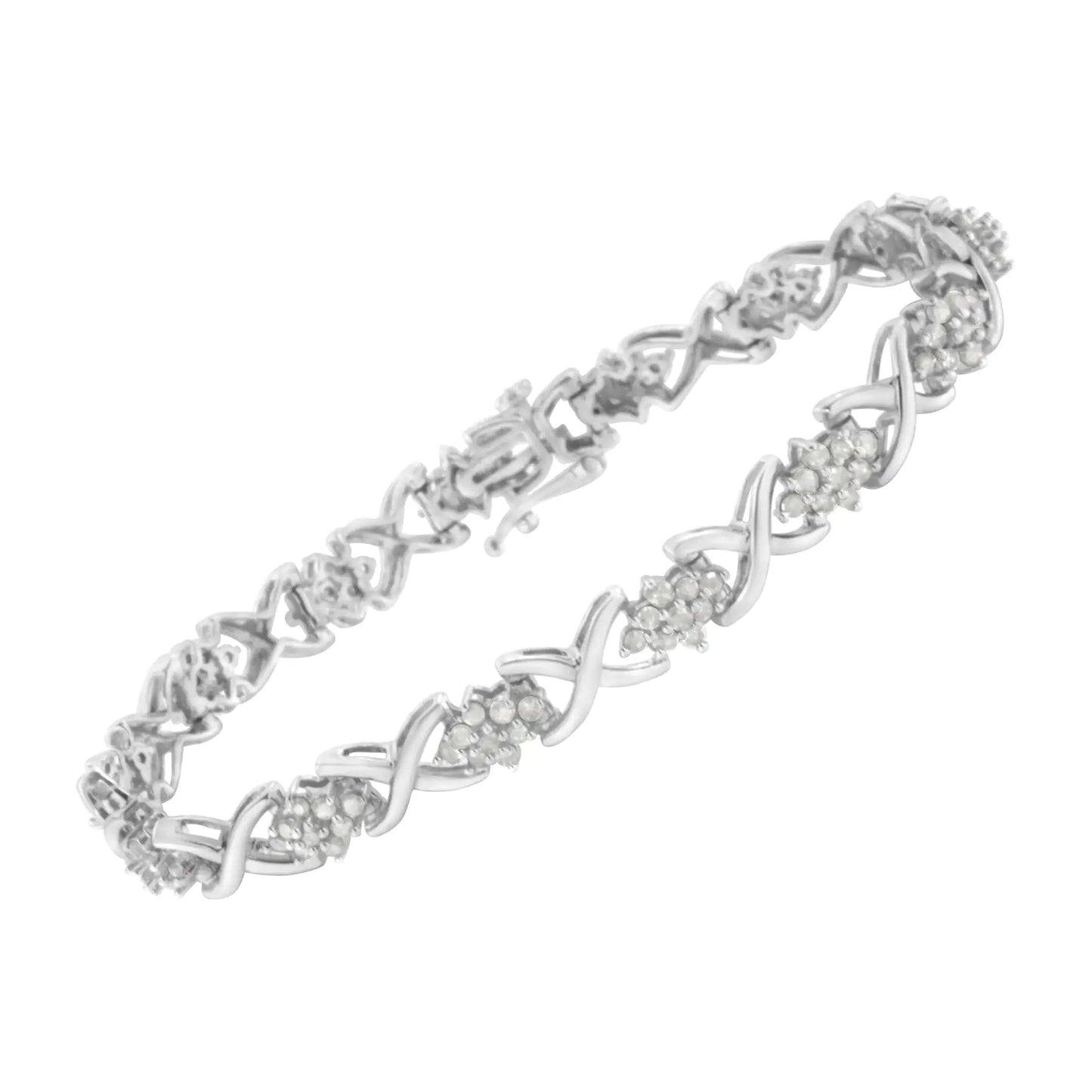 Sterling Silver Diamond Tennis Bracelet with X and O Design – Timeless Elegance and Sophistication