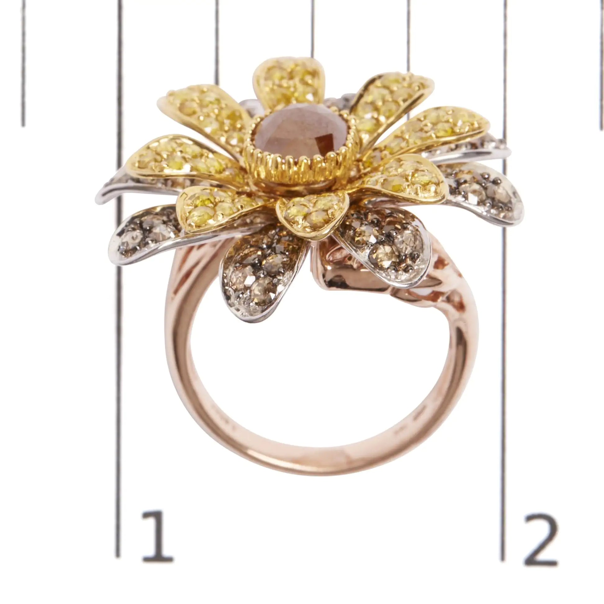 14K Tri-Toned 3 7/8 Cttw Rose Cut Diamond Cocktail Double Flower and PIntroducing a mesmerizing masterpiece, this 14K Tri-Toned Cocktail Ring is a symbol of elegance and grace. Crafted with love and care, this ring features a dazzling 14K Tri-Toned 3 78 Cttw Rose Cut Diamond Cocktail Double Flower14K Tri-Toned 3 78 Cttw Rose Cut Diamond Cocktail Double Flower