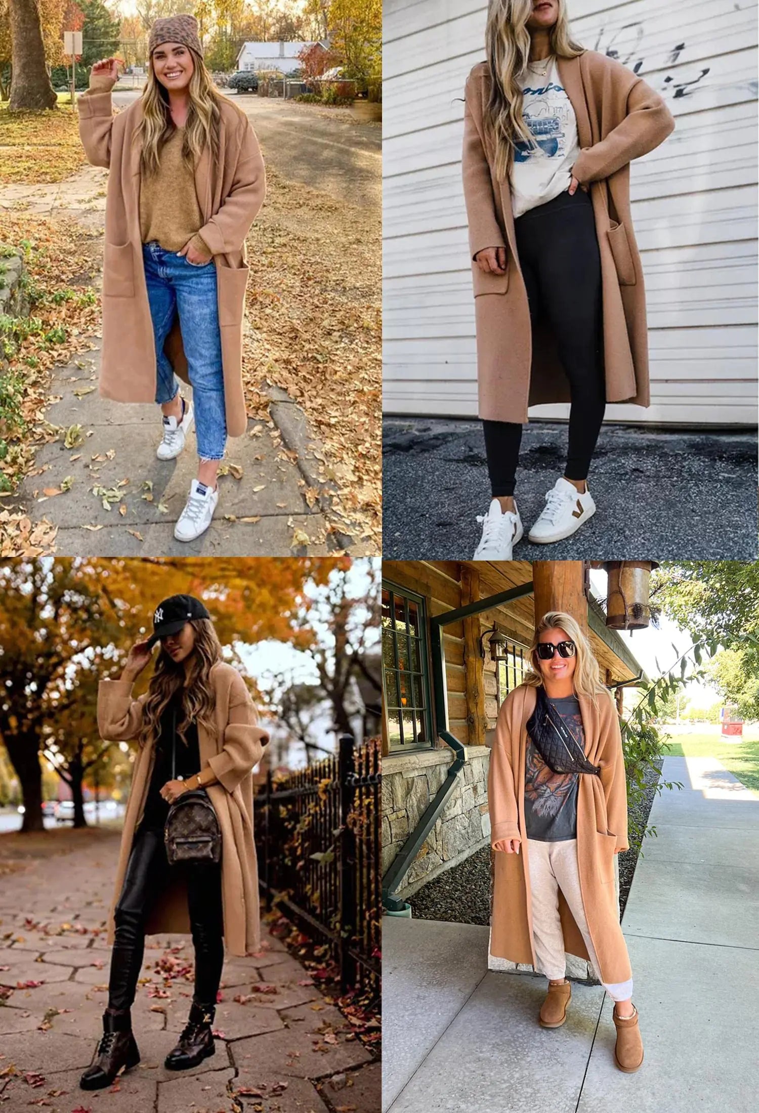 Womens Long Sleeve Maxi Cardigan Open Front Oversized Knitted Sweater Coat Casual Lapel Warm Overcoat with Pockets Small Stone Grey