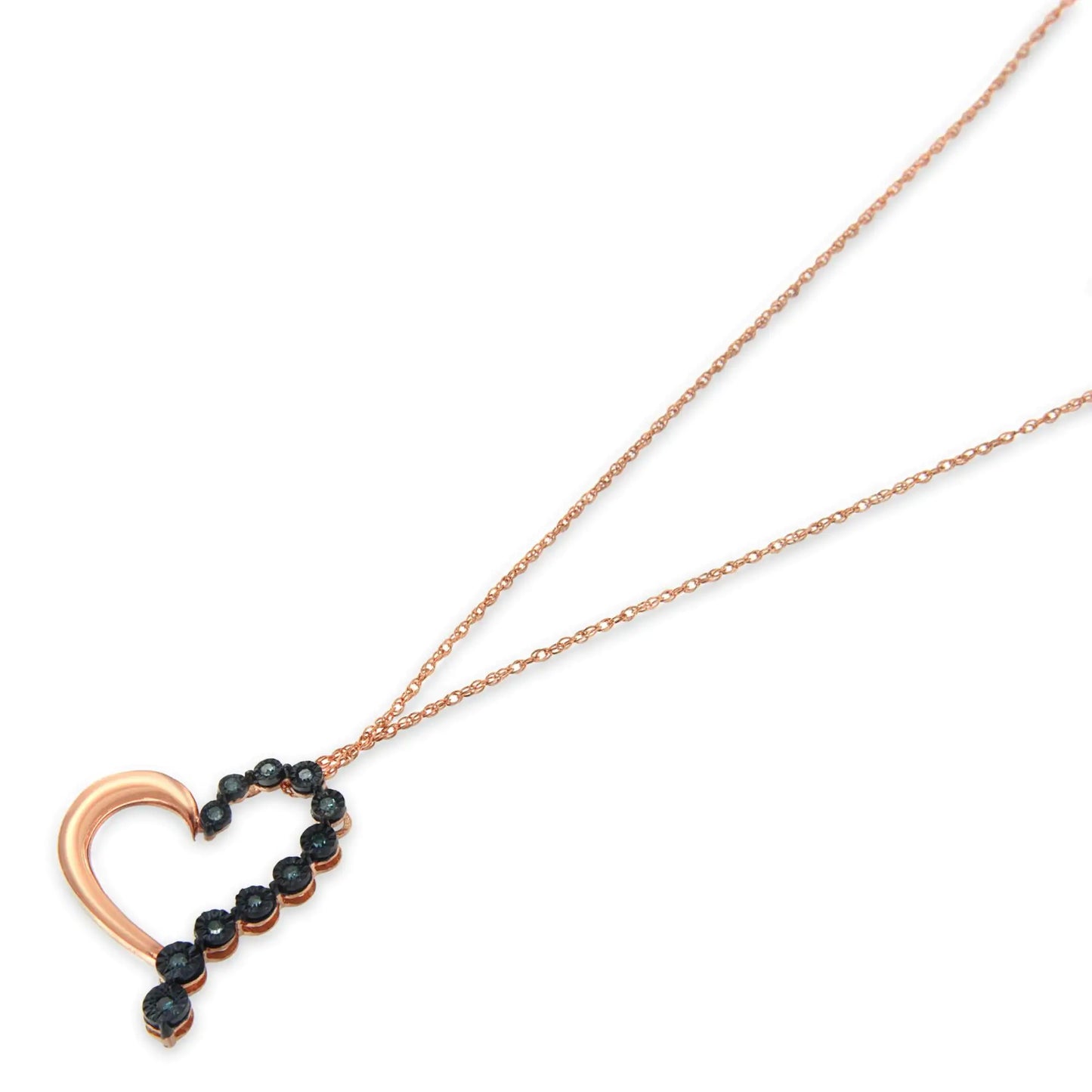 10K Rose Gold over .925 Sterling Silver 1/10 Cttw Diamond Miracle-Set Celebrate the spirit of love with this luxe, diamond-accented real .925 sterling silver pendant. Formed in an alluring heart shape, it's a reminder of true love and 10K Rose GoldNecklace10K Rose Gold