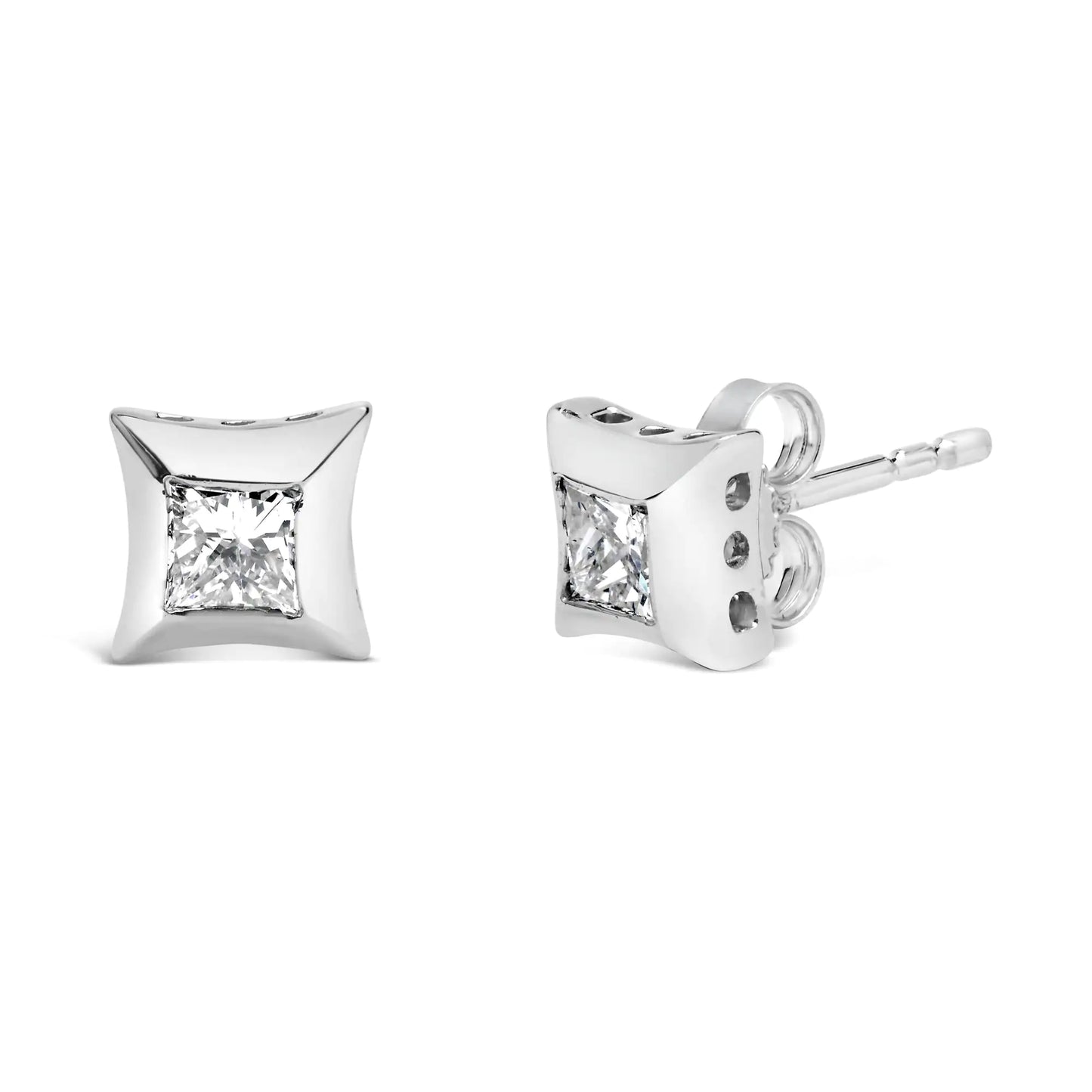 10K White Gold 1/2 Cttw Invisible Set Princess-Cut Diamond Stud EarrinIntroducing a dazzling masterpiece crafted to perfection, these 10K White Gold Solitaire Stud Earrings are an exquisite addition to any jewelry collection. With a to10K White Gold 12 Cttw Invisible Set Princess-Cut Diamond Stud Earrings Earrings10K White Gold 12 Cttw Invisible Set Princess-Cut Diamond Stud Earrings 