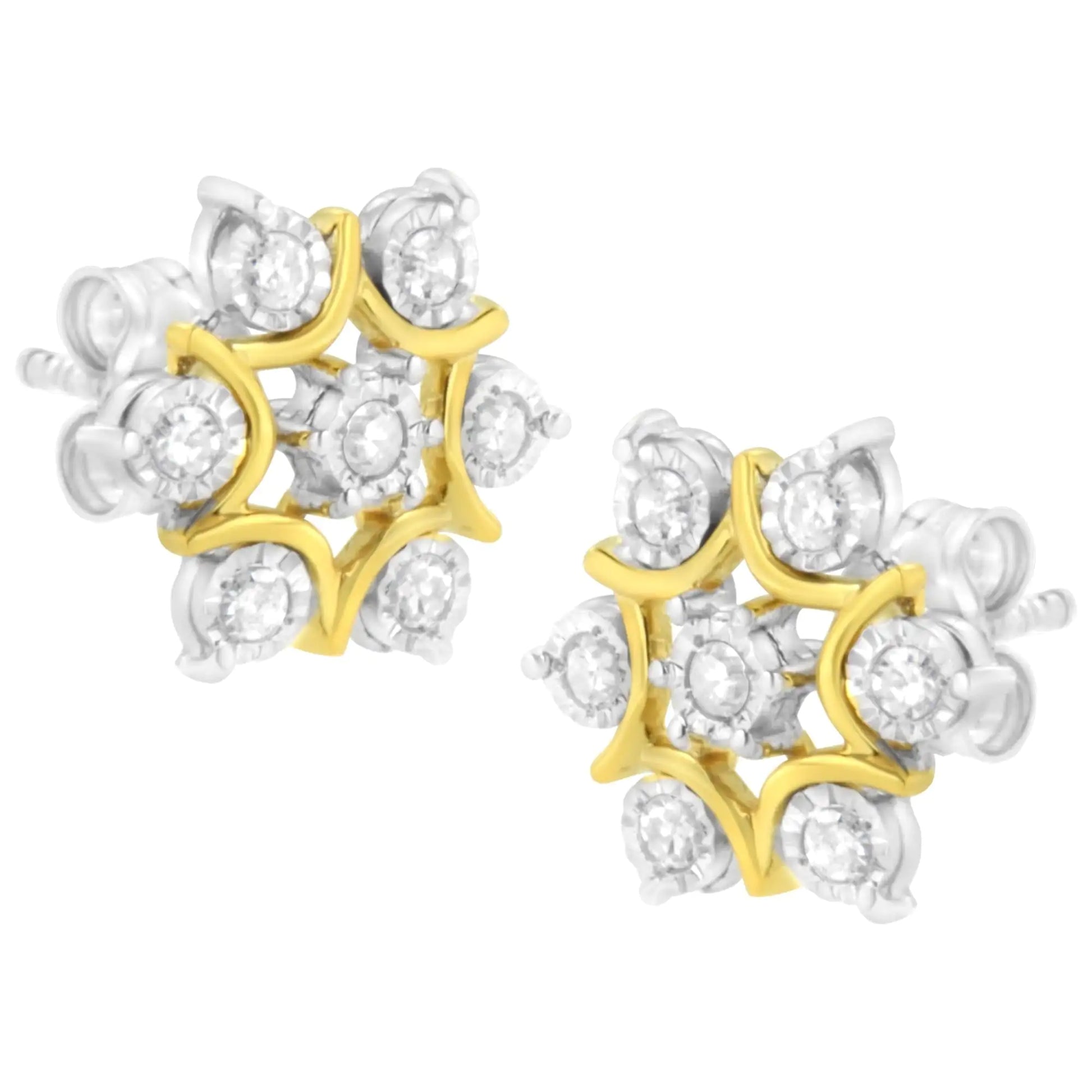 xquisite Fine Jewelry Collection - 10k Gold-Plated Diamond Snowflake Earrings | 1/4ct TDW