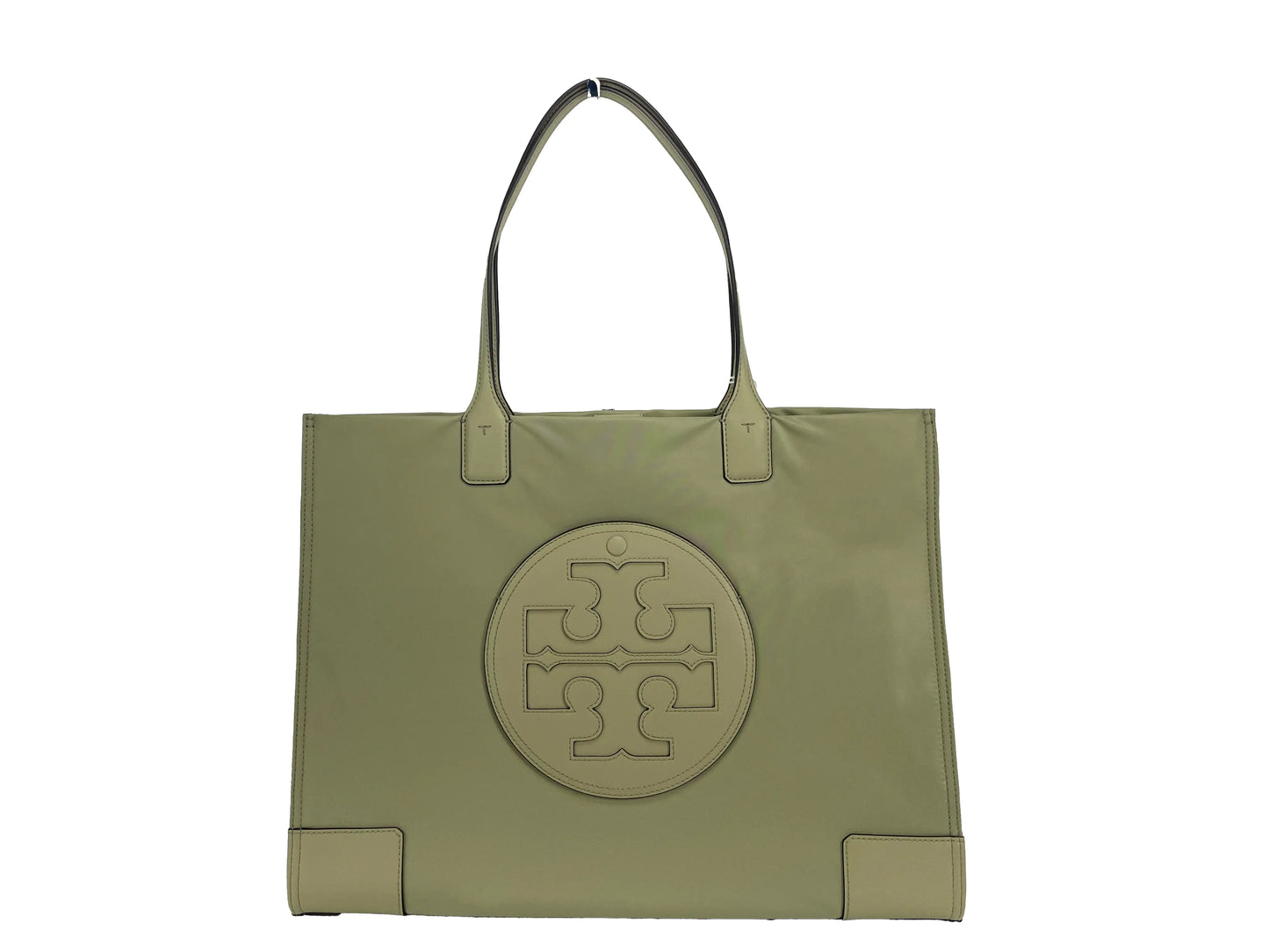 Tory Burch Ella Tote – Olive Spring Nylon with Leather Trim