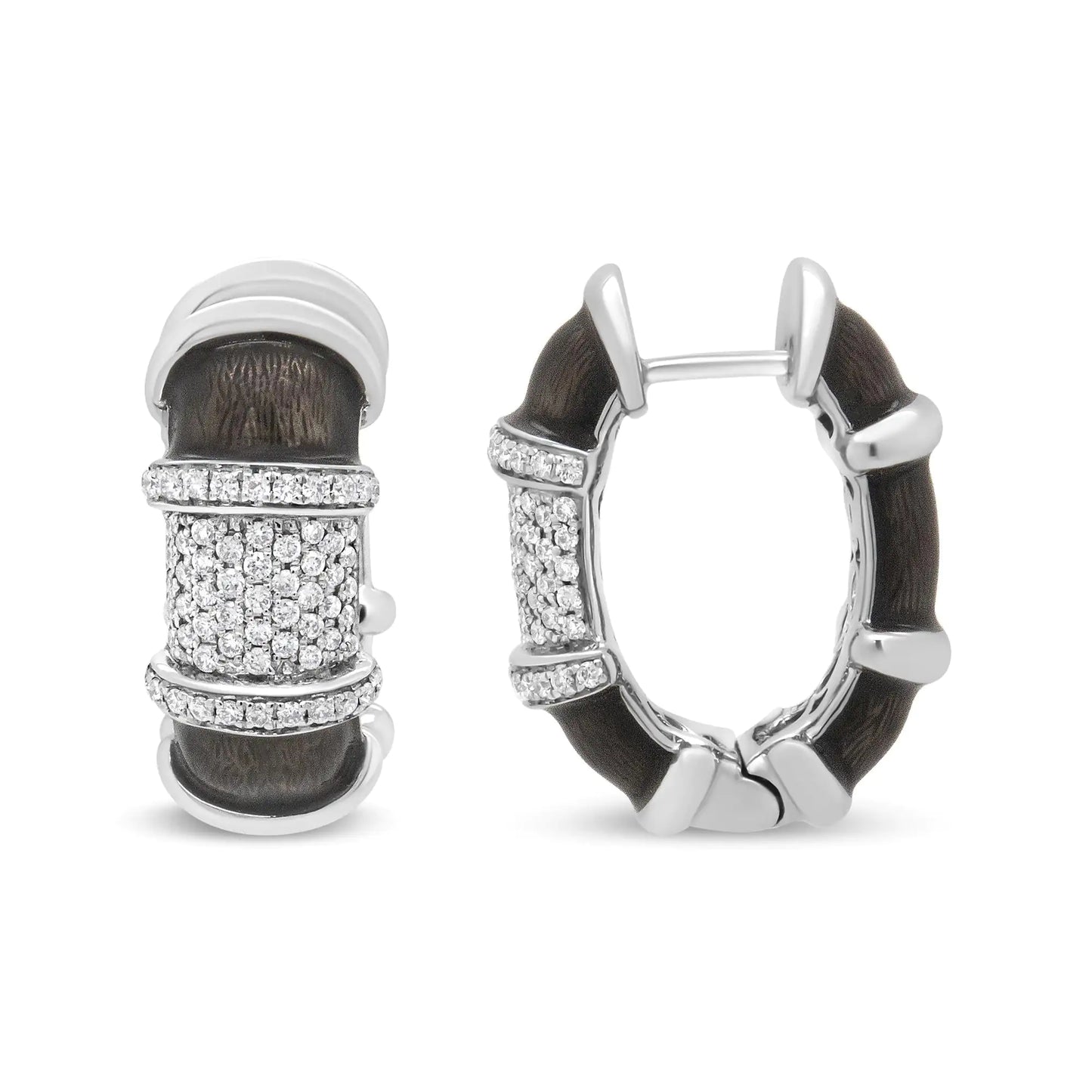 18K White Gold Flash Plated Sterling Silver Style Huggie Hoop EarringsAdd a touch of sparkle to any outfit with these exquisite clear graphite grey enamel huggie hoop earrings. These 18K White Gold Flash Plated Sterling Silver Style Hu18K White Gold Flash PlatedEarrings18K White Gold Flash Plated