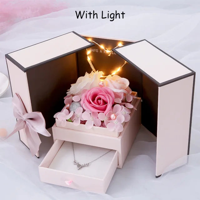 LED Soap Rose Flower Lipstick Jewelry Packaging Gift Box