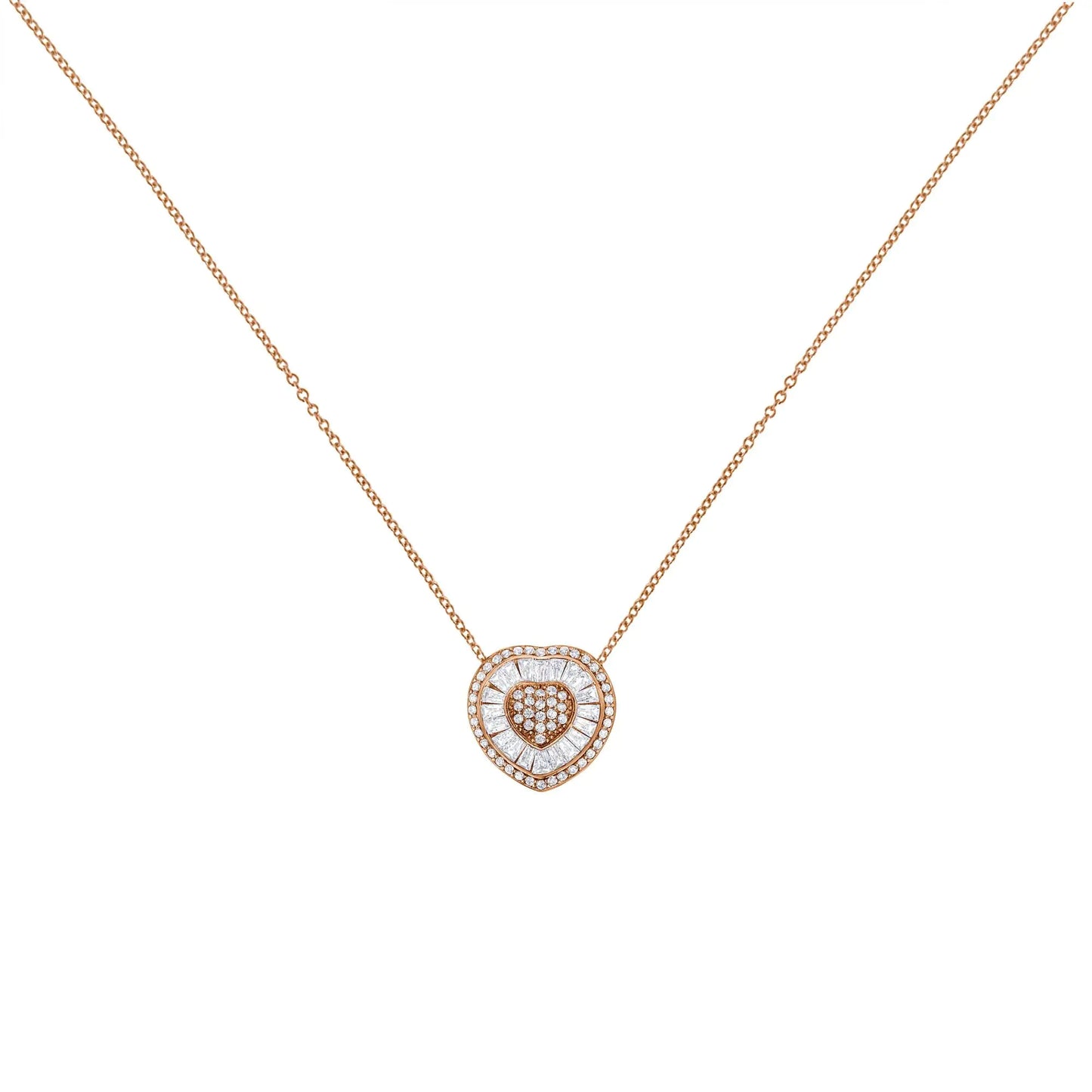 10K Rose Gold 1/2 CTW Diamond Heart Pendant Necklace – H-I Color, I1-IThis beautiful 10K rose gold heart pendant necklace features 1/2 carat total weight of diamonds, with H-I color and I1-I2 clarity. The elegant heart-shaped design is10K Rose Gold 1/2 CTW Diamond Heart Pendant Necklace –Necklace10K Rose Gold 1/2 CTW Diamond Heart Pendant Necklace –